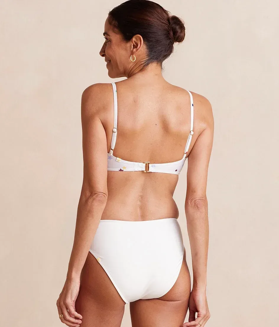 The High Leg Mid Rise Bikini Bottom – White Sand
