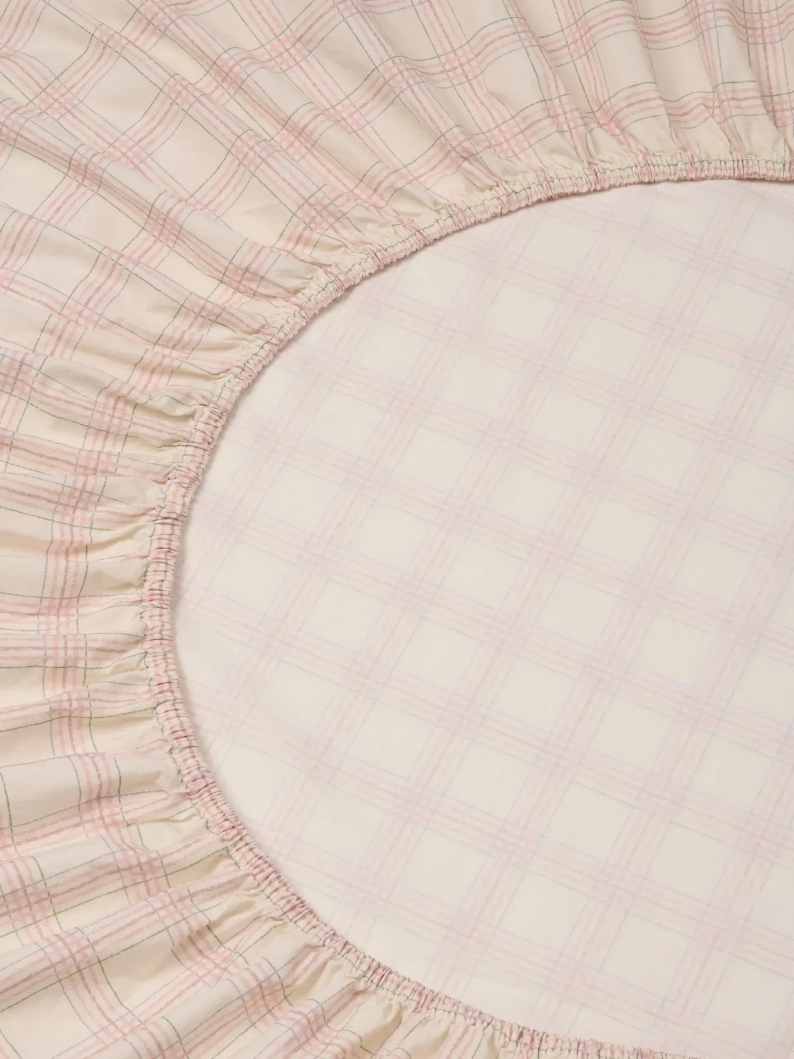 Mindful Cream Hedgerow Check Cotton Fitted Sheet
