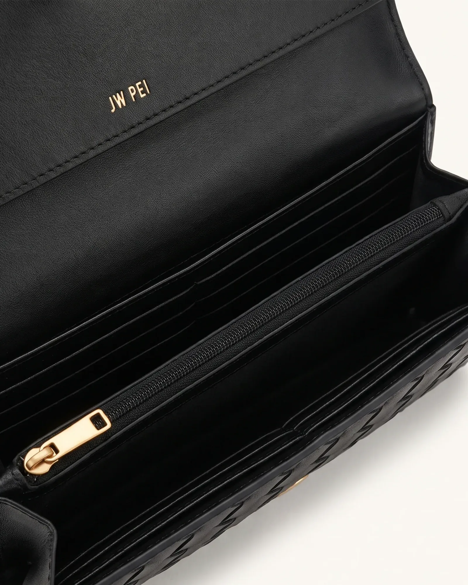 Celeste Woven Textured Envelope Long Wallet – Black