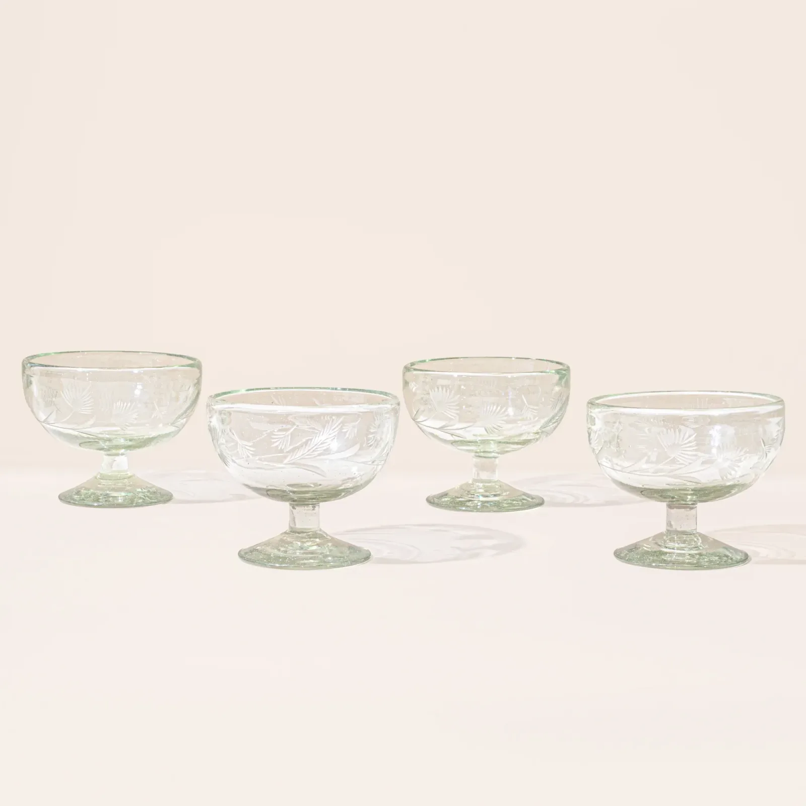 Etched Thistle Coupe, Set of 4