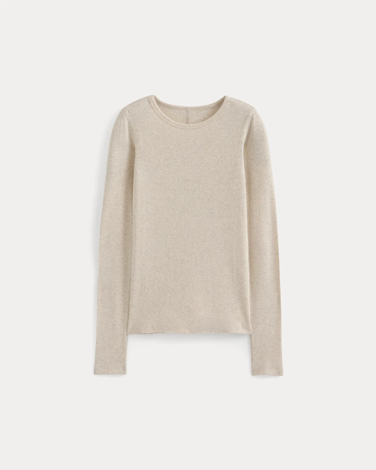 The Luxe Rib Long-Sleeve Crew – Heathered Oat