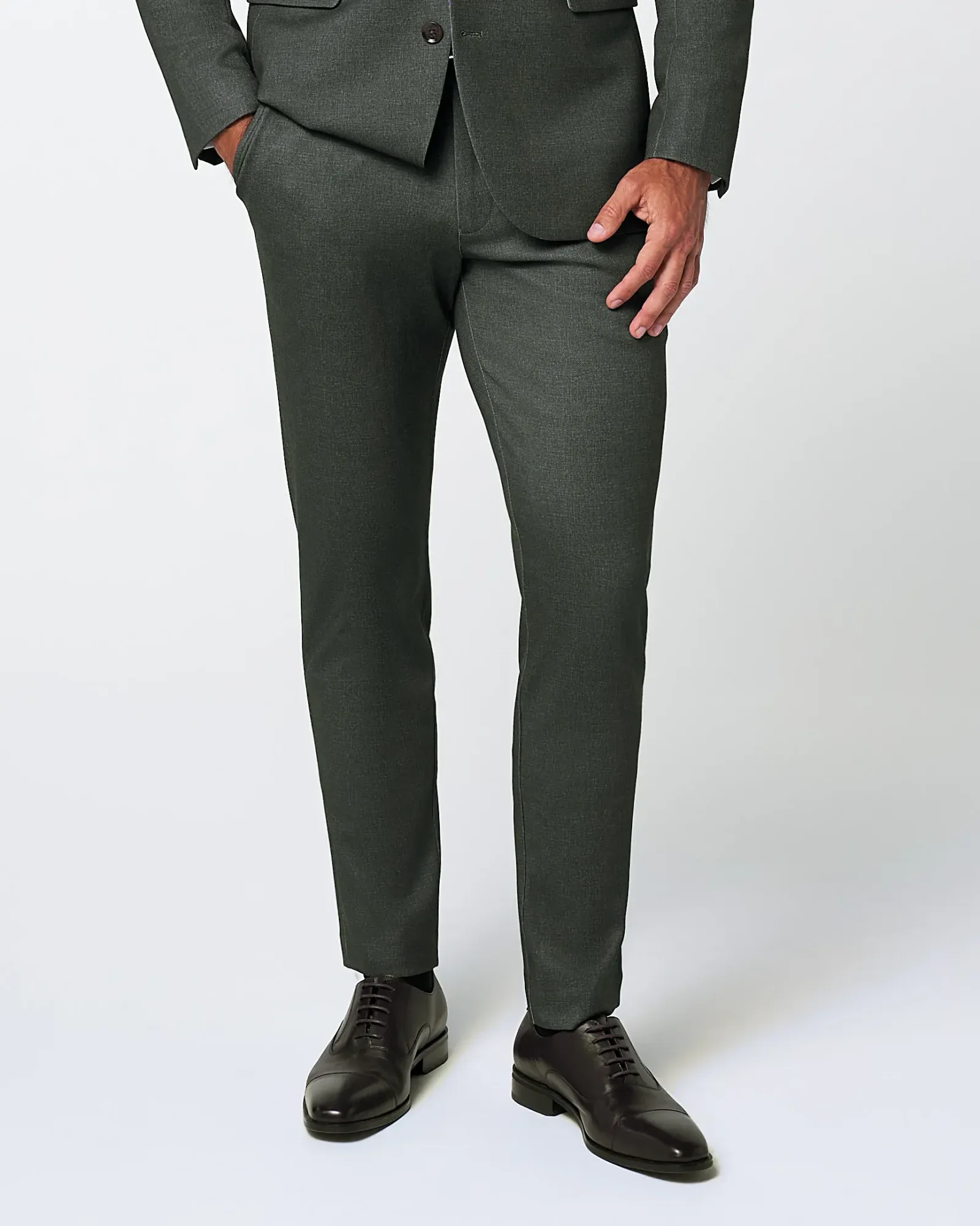 Athletic Fit Stretch Suit Pants – Deep Olive