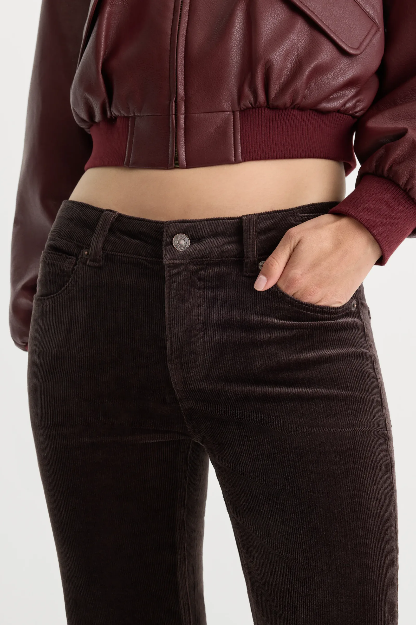 GOOD Low Rise Bootcut Corduroy Pant – Espresso