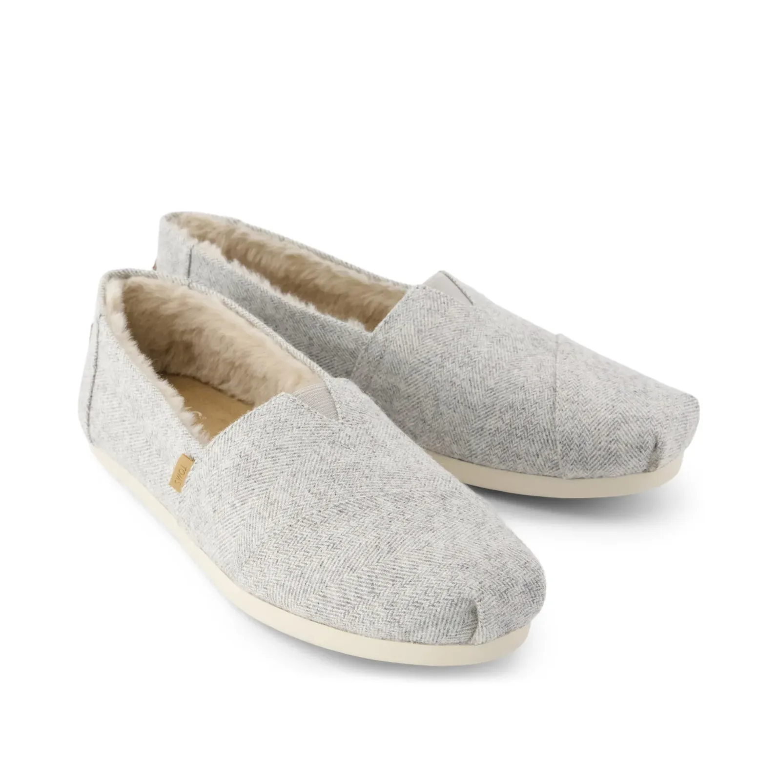 Womens Alpargata Classic Light Grey Heritage Herringbone w/ Faux Fur
