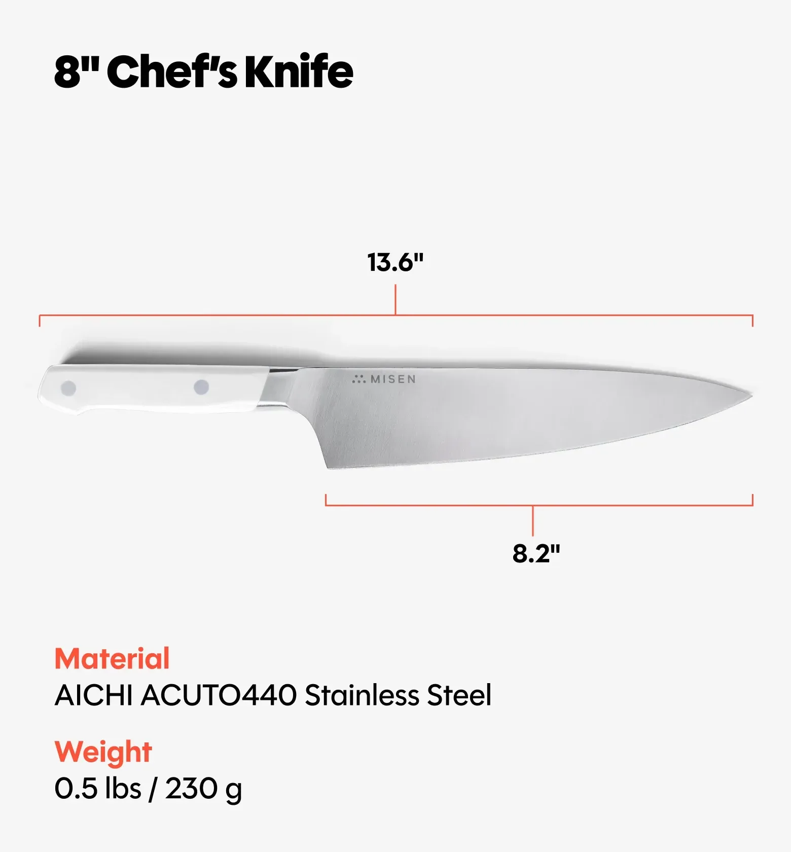 8" Chef's Knife (ACUTO440) – White