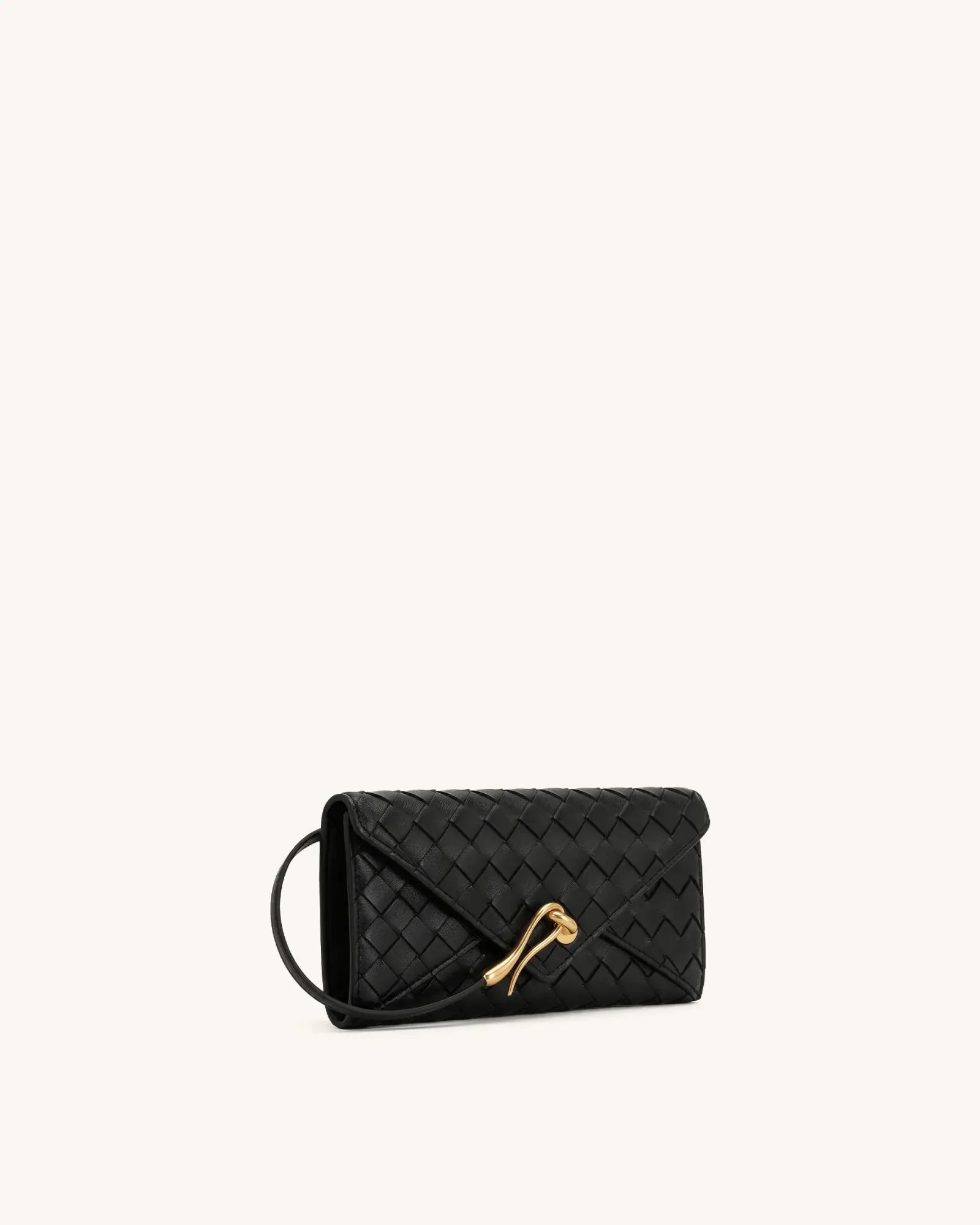 Celeste Woven Textured Envelope Long Wallet – Black
