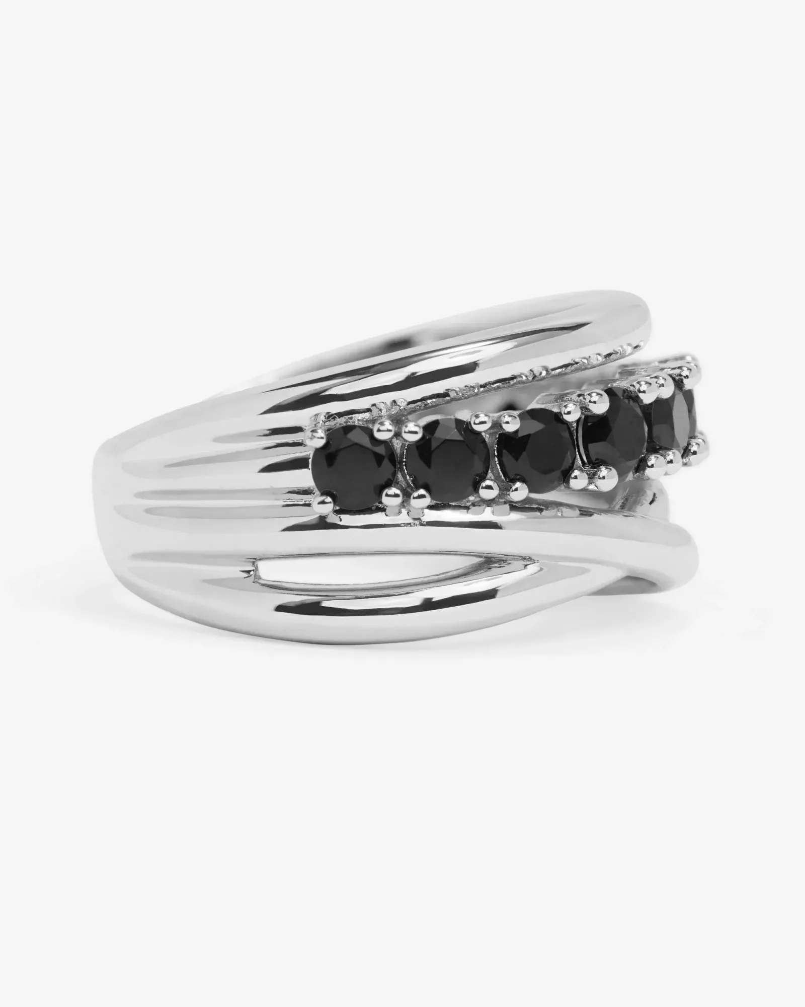 "Oh She Fancy" Stacked Diamond Ring – Silver|Black Diamondettes