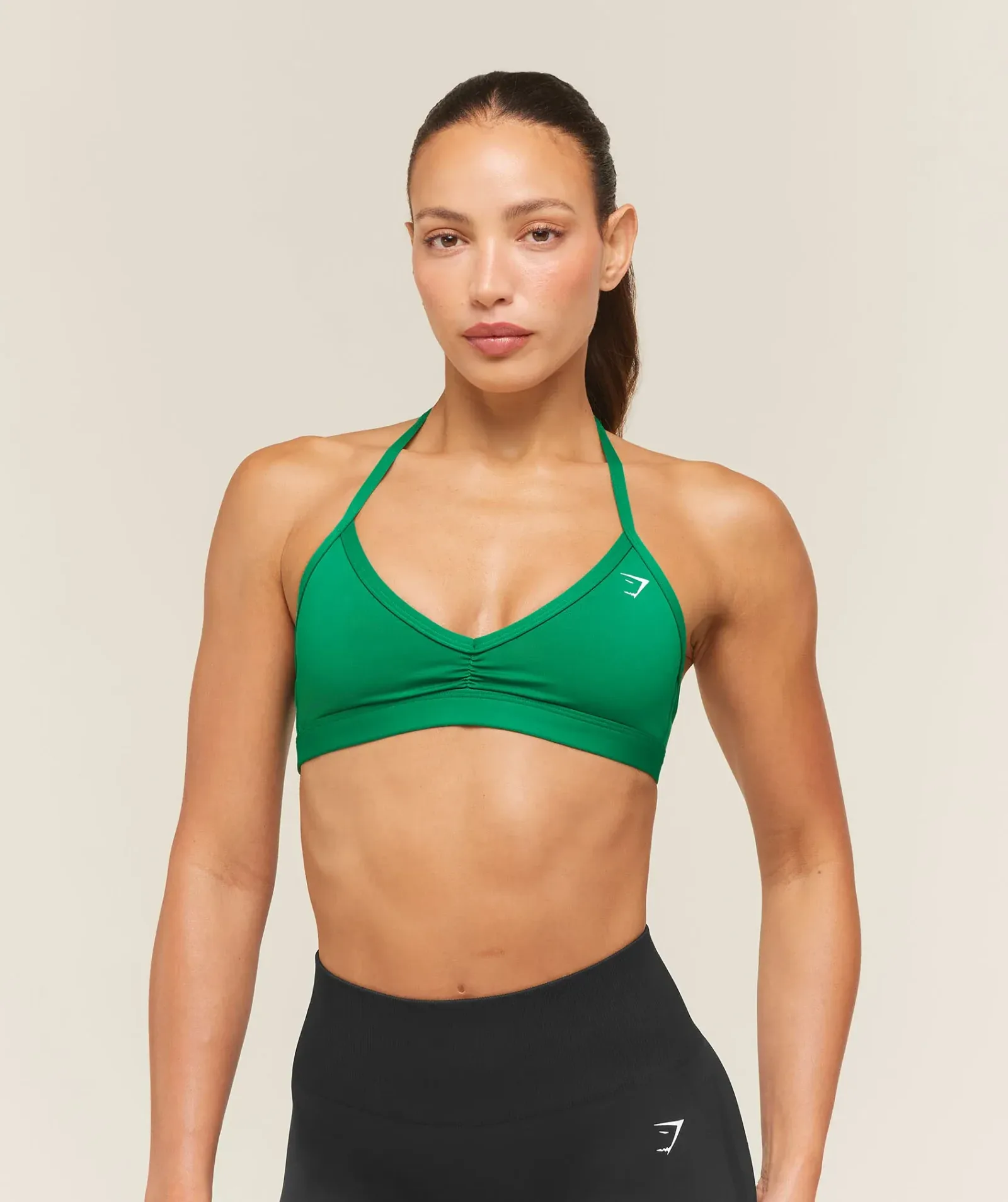 Gymshark Light Support Minimal Halterneck Bra – Track Green