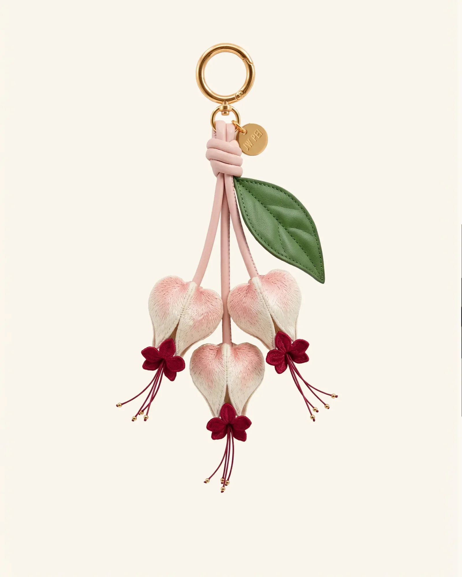 3D Embroidered Bleeding Heart Vine Bag Charm – Pink
