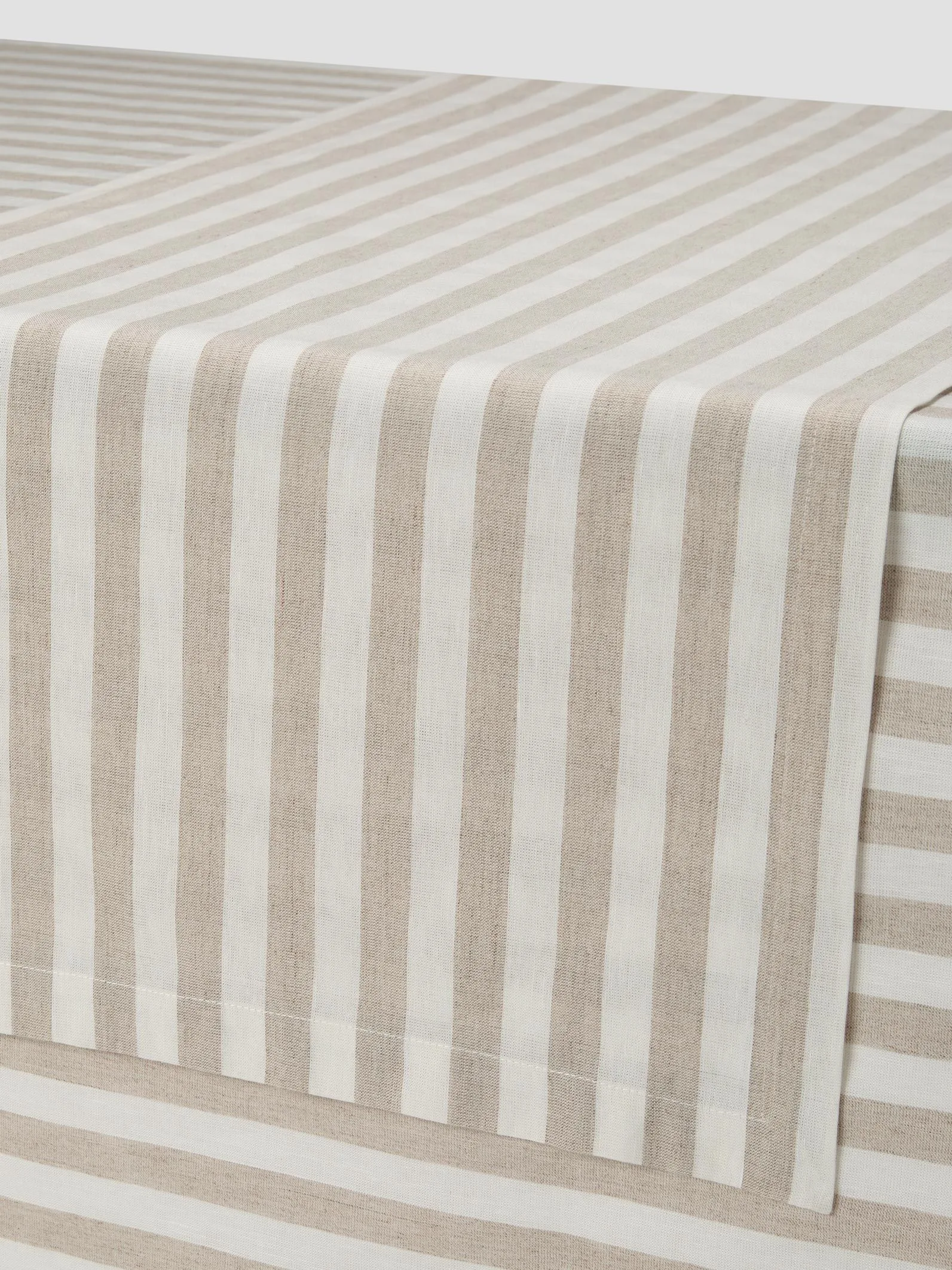 Oatmeal Pembroke Stripe Linen Blend Table Runner