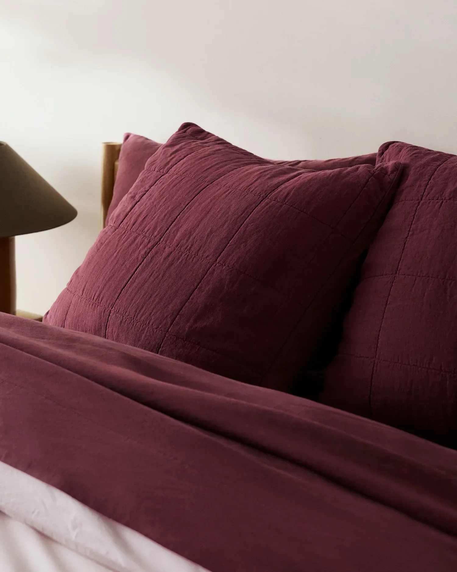 Linen Box Quilted Euro Sham (Garnet)