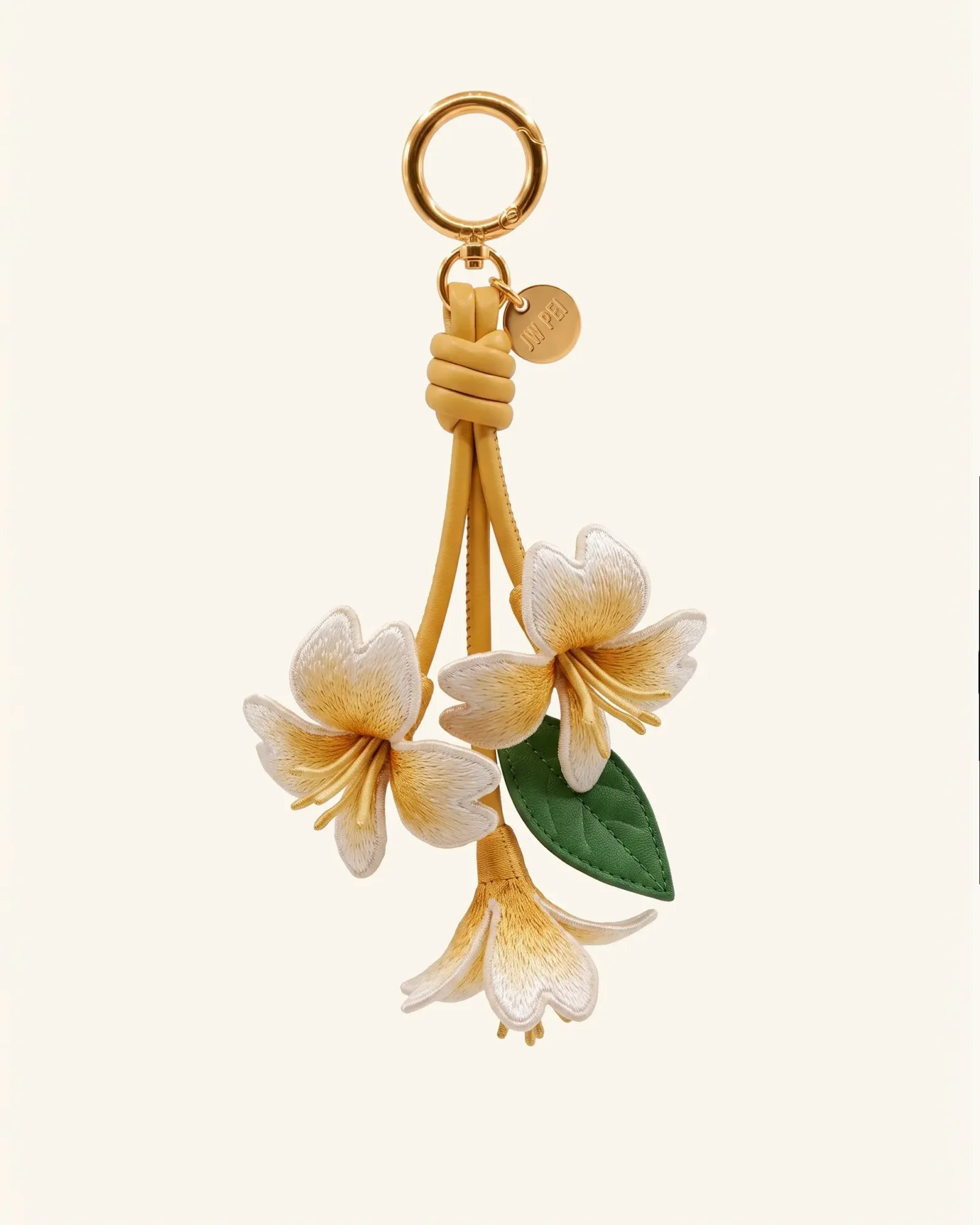 3D Embroidered Jasmine Flower Bag Charm – Ivory