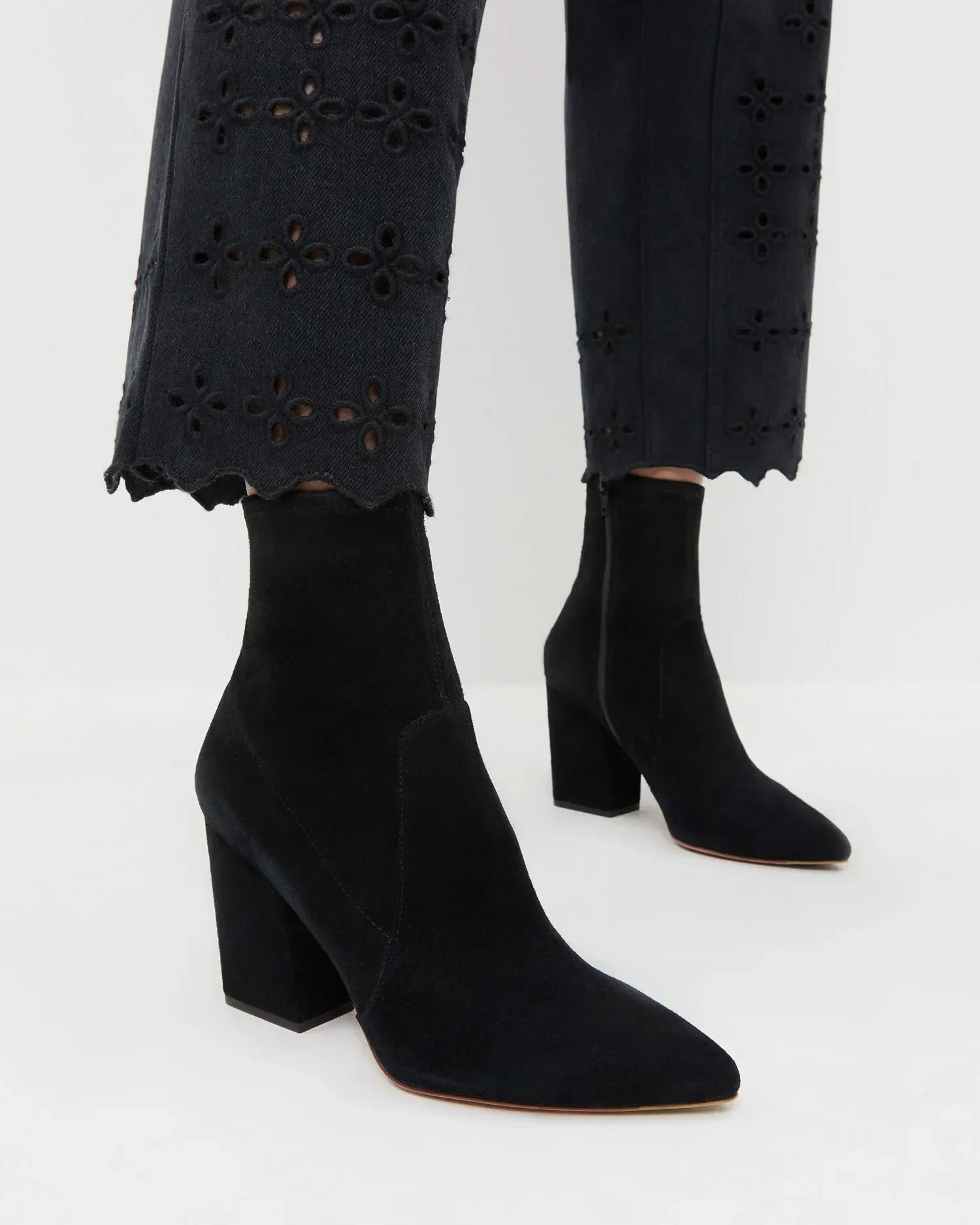 Isla Black Suede Ankle Bootie