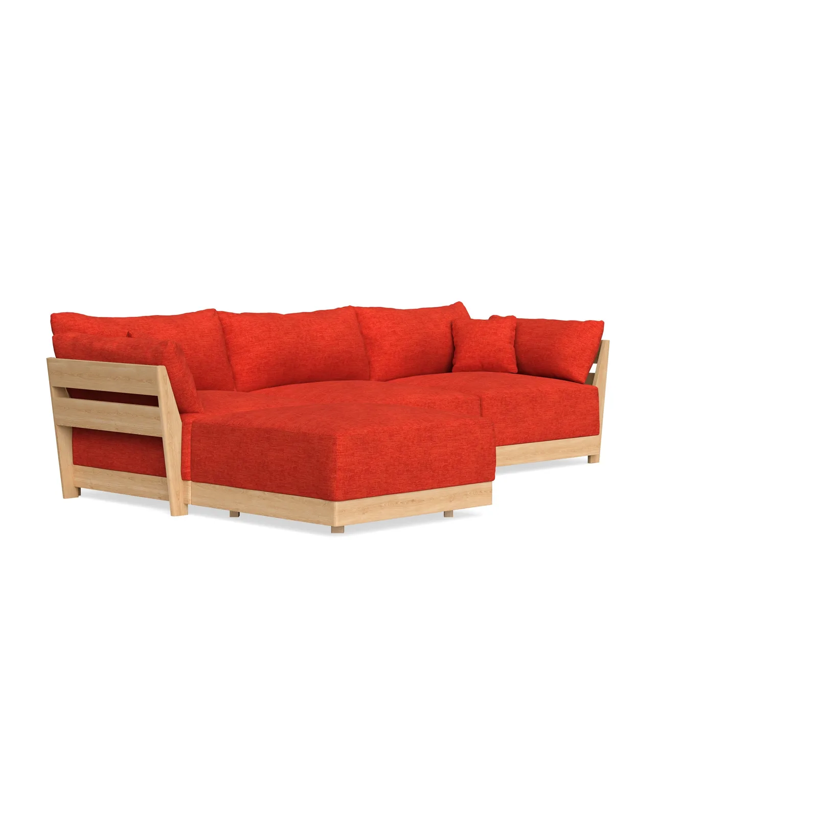 Modular Bondi Latte 3-Seater Sectional in Poppy Orange – Classic Blend