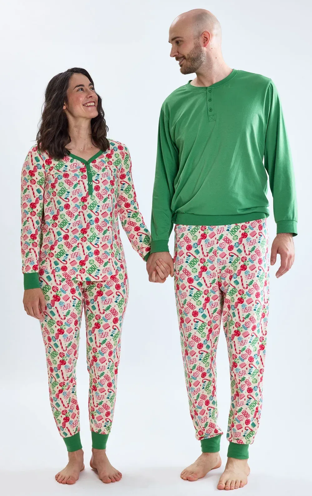 Ribbon Candy Matching Couples Pajamas