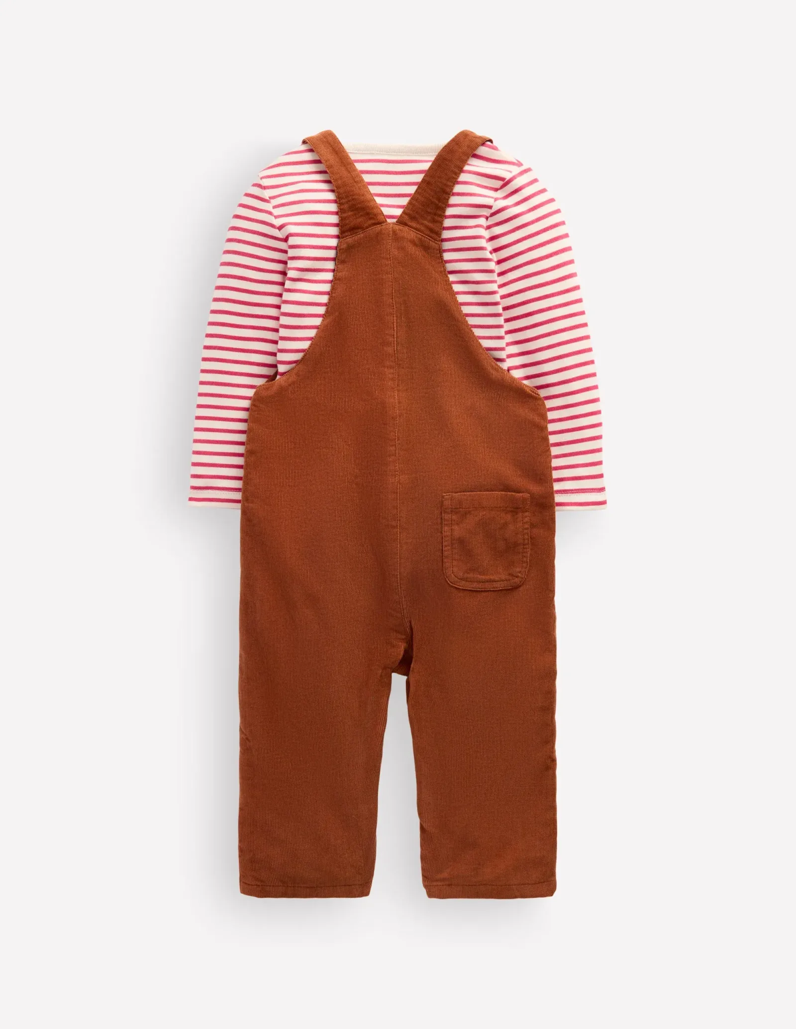 Novelty Cord Dungaree Set-Brown Reindeer