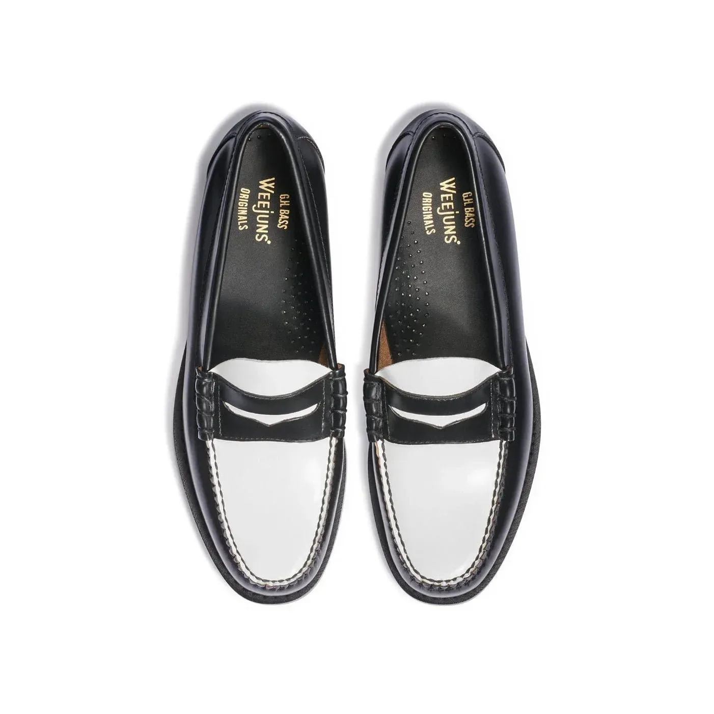 G.H.Bass Larson Weejuns Black and White Loafers