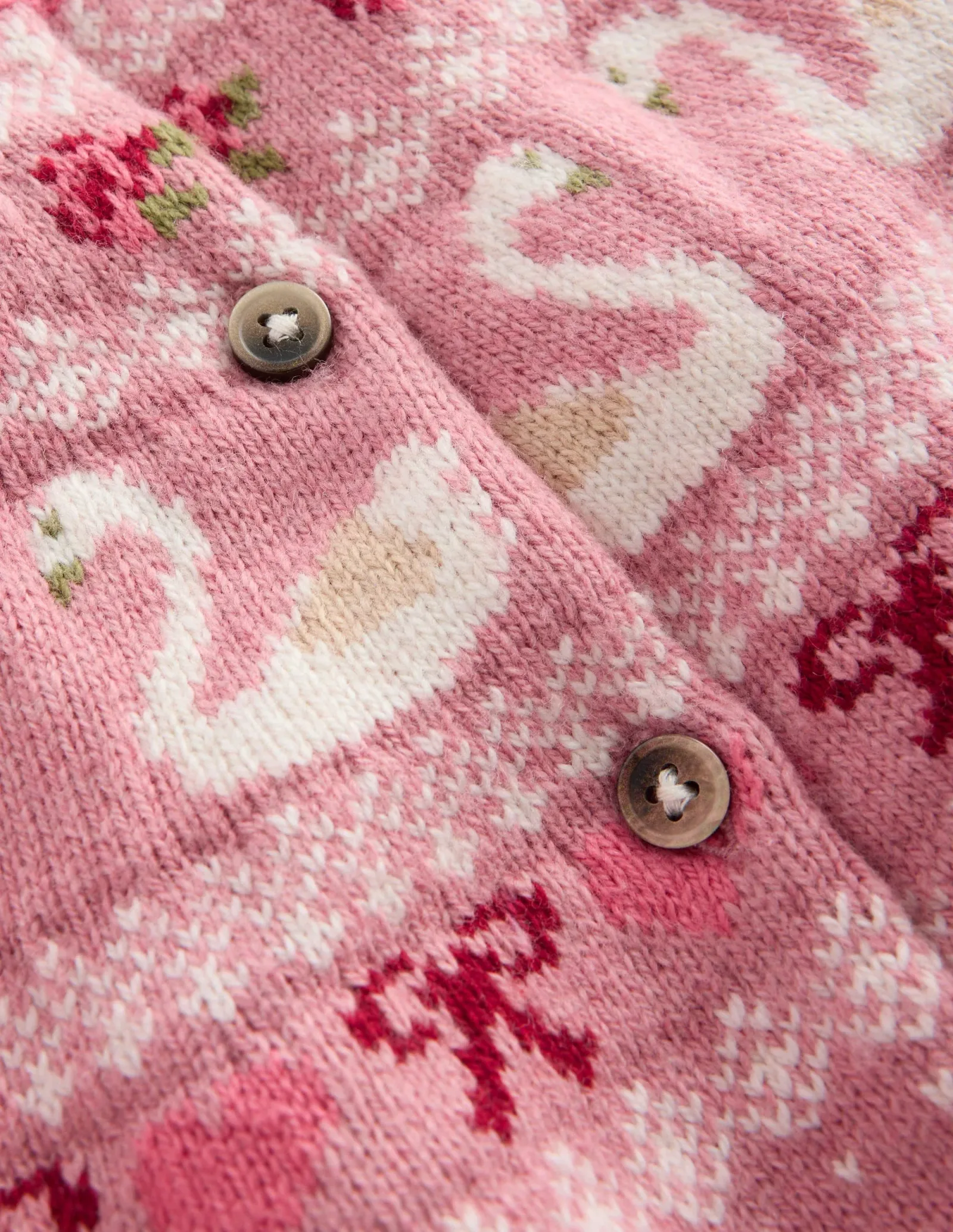 Edie Fair Isle Cardigan-Rose Blush Swans