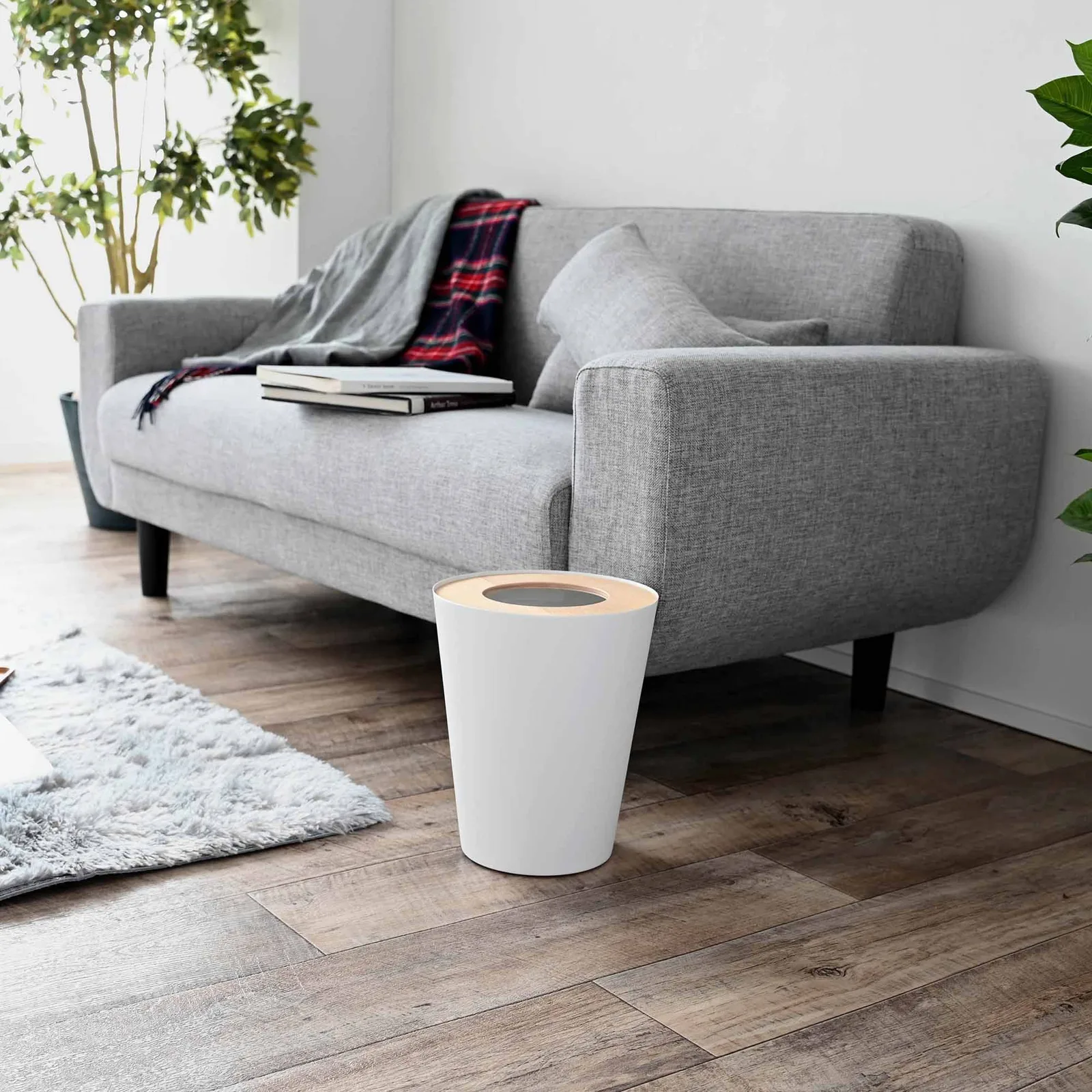 Trash Can – Round – Steel + Wood
