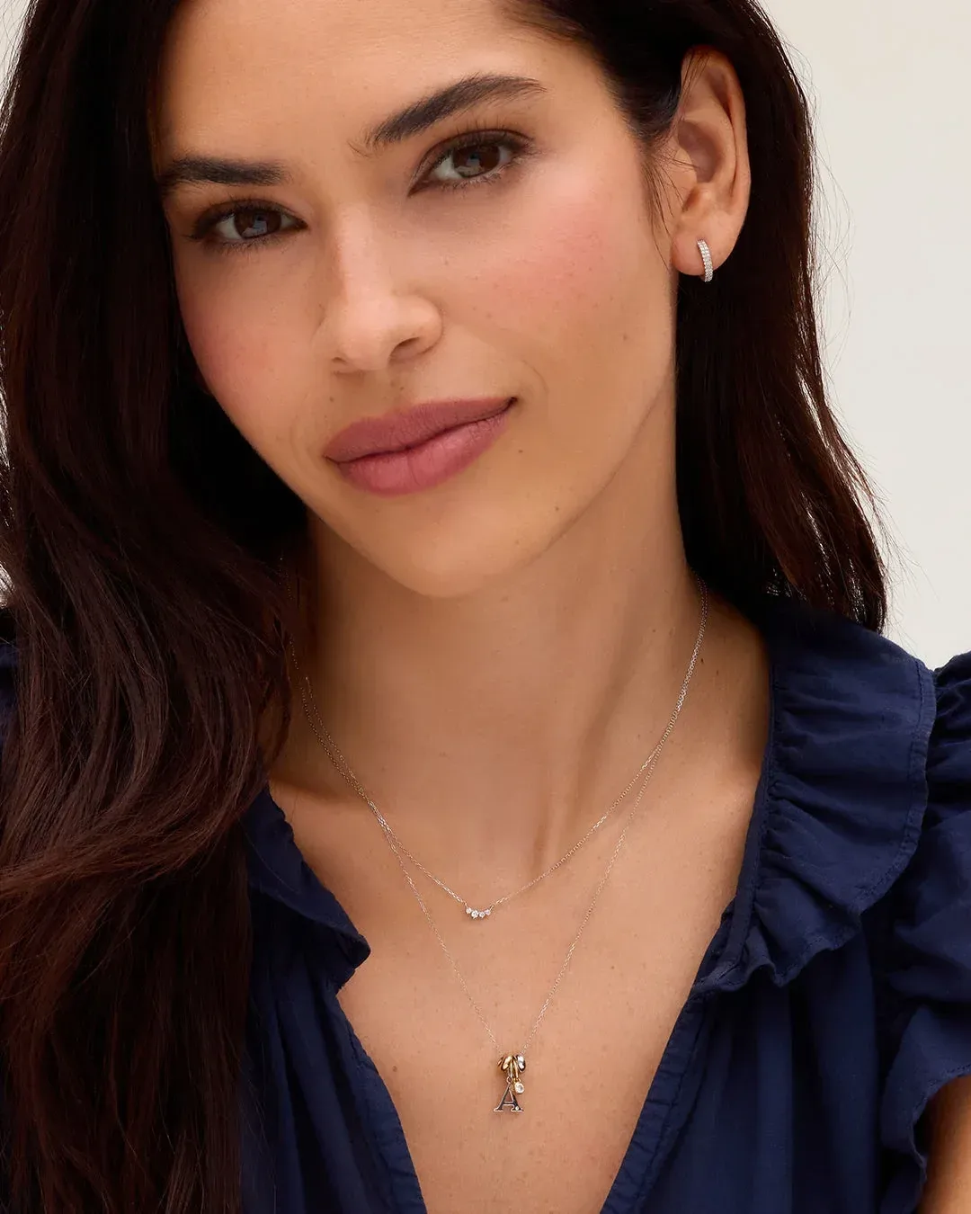 14K White Gold Lou Halo Charm Necklace