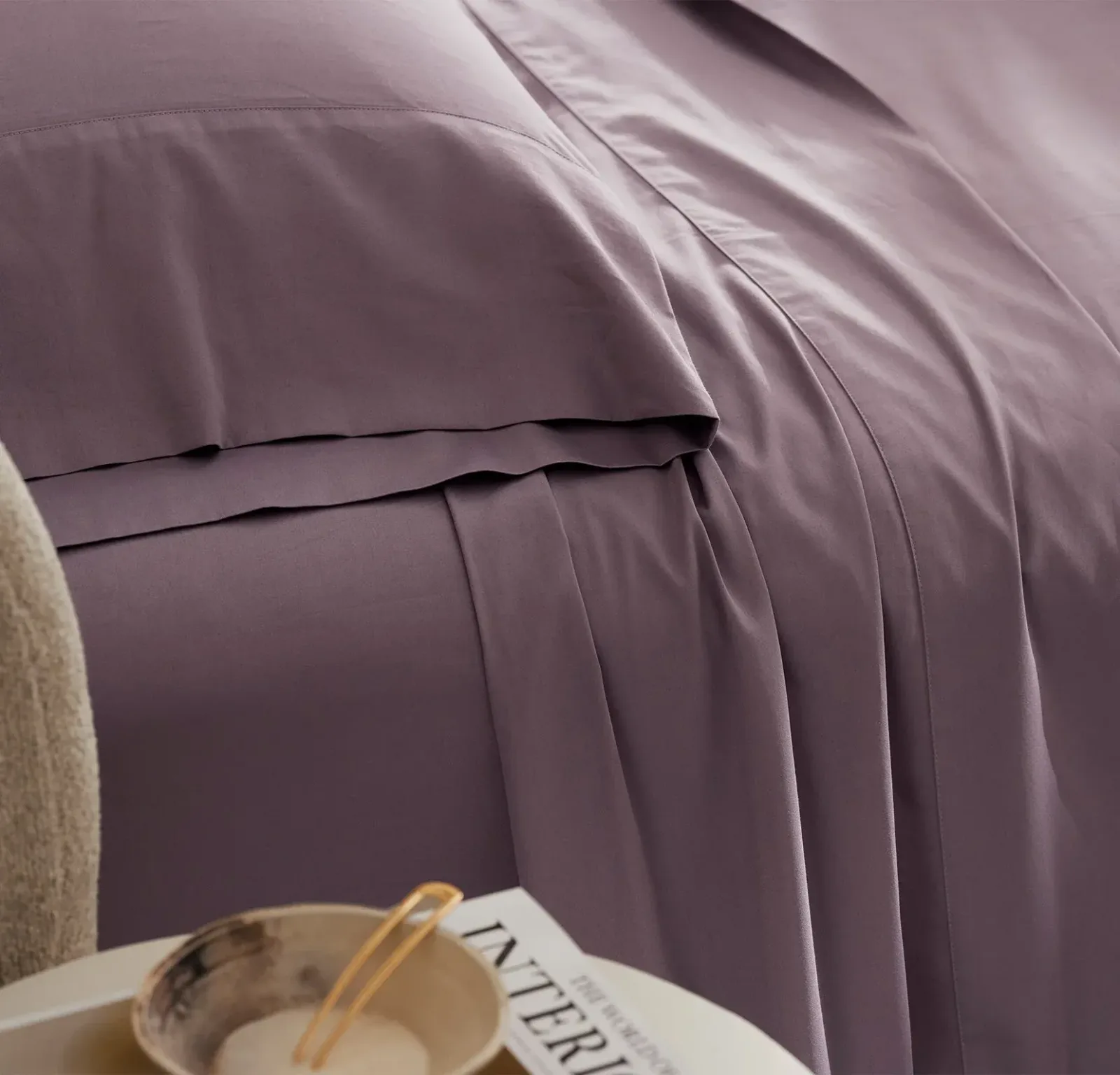 Signature Hemmed Pillowcase Set – Plum (Personalized)