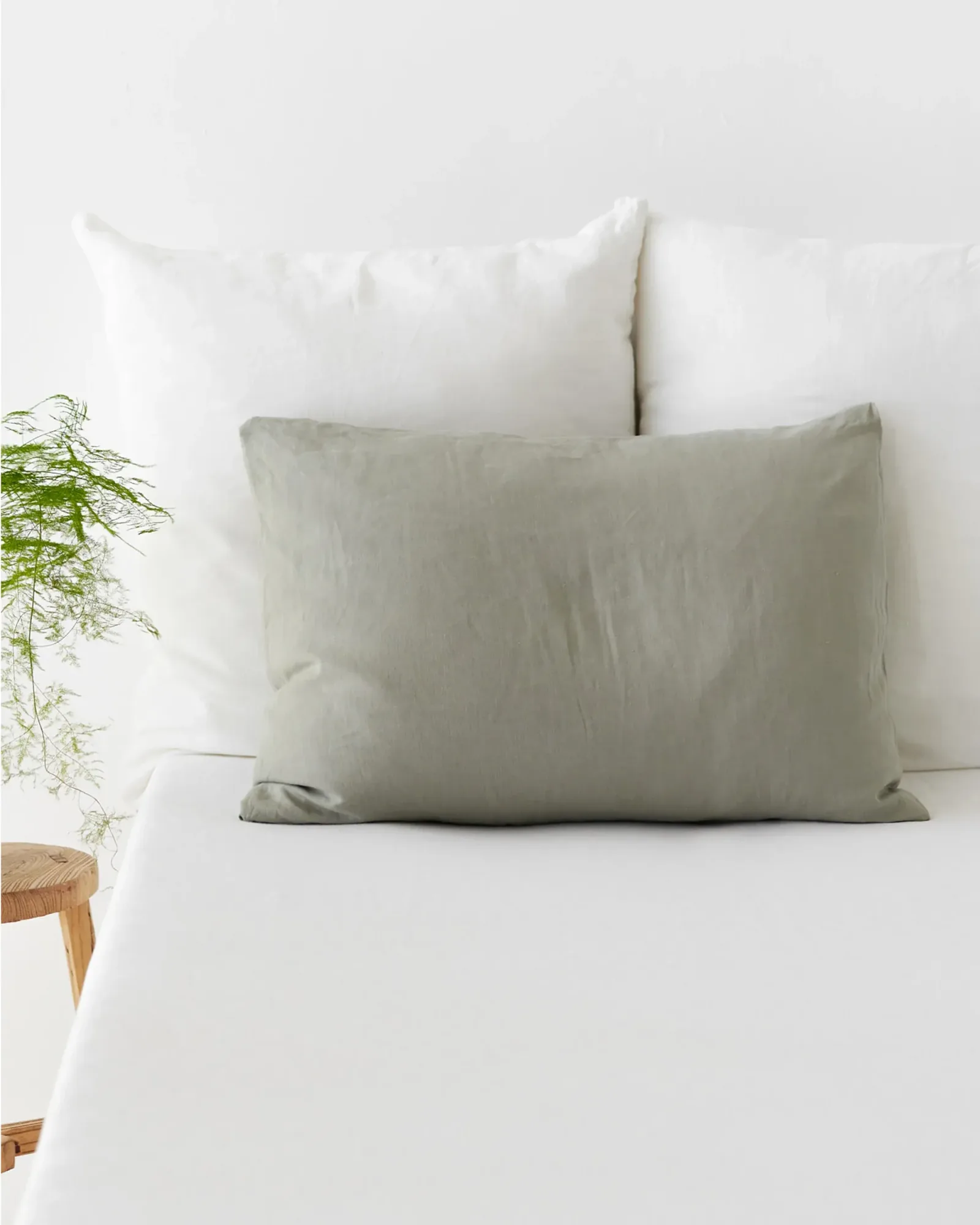 Calm sage linen pillowcase