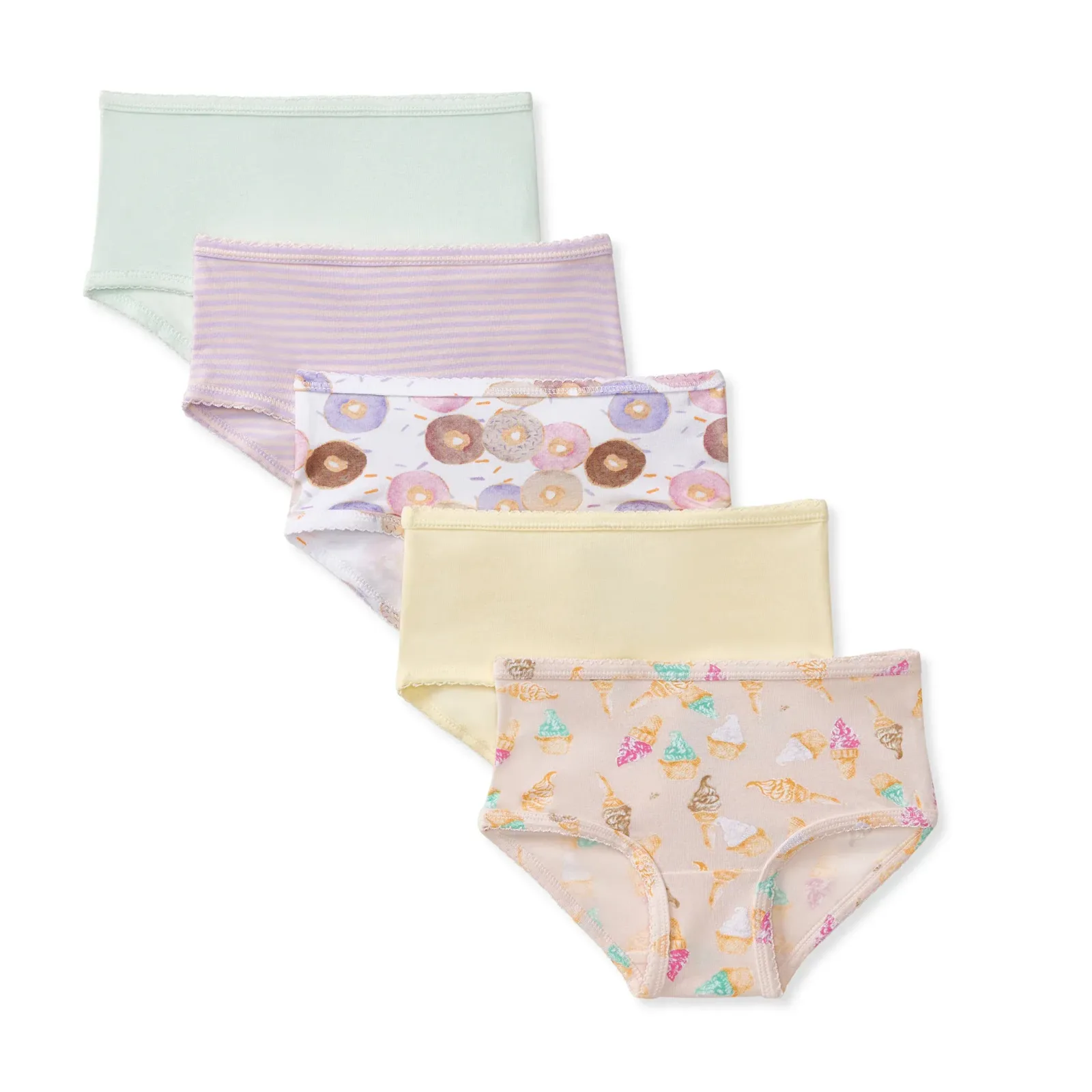 Ice Cream & Donuts Organic Cotton Toddler Girl Underwear 5 Pack