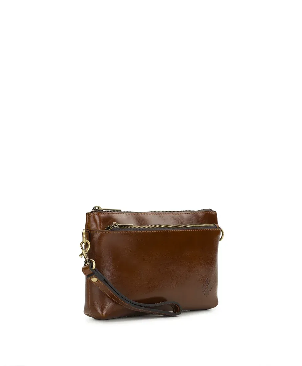 Mignon Wristlet Crossbody – Vintage Distressed – Cognac