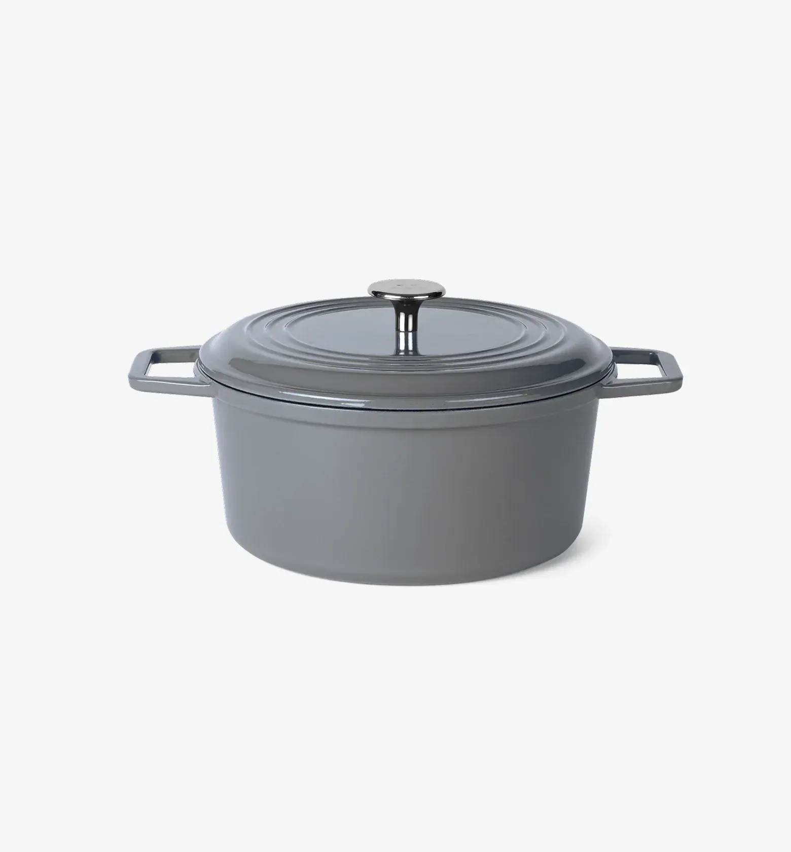 7 QT Enamel Cast-Iron Dutch Oven – Classic Lid – Gray