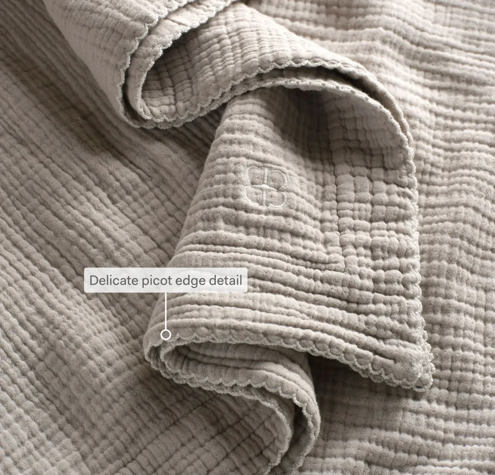 Dream Baby Blanket – Pewter/Cream Picot