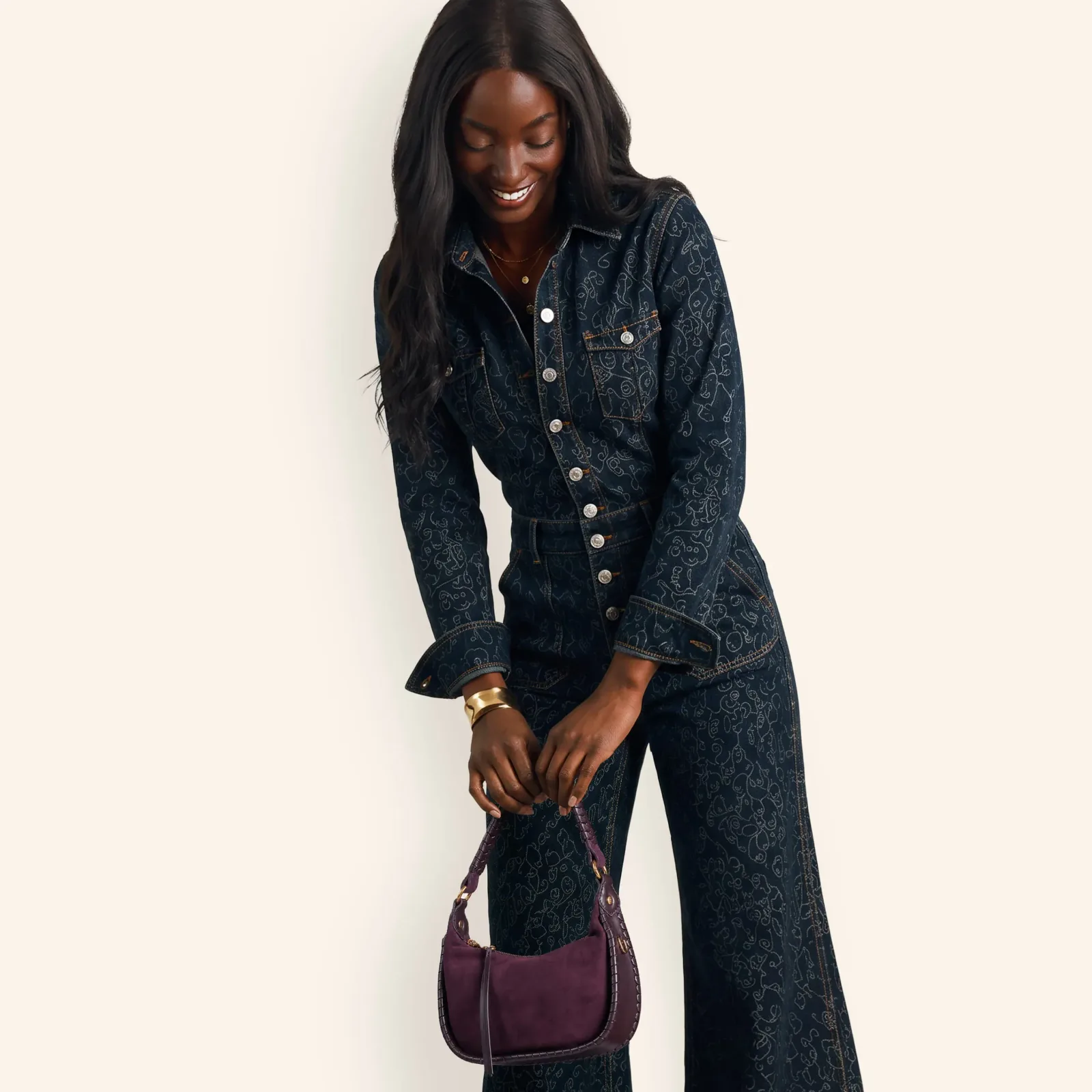 Mia Crescent Small Hobo In Suede Leather – Dark Cherry