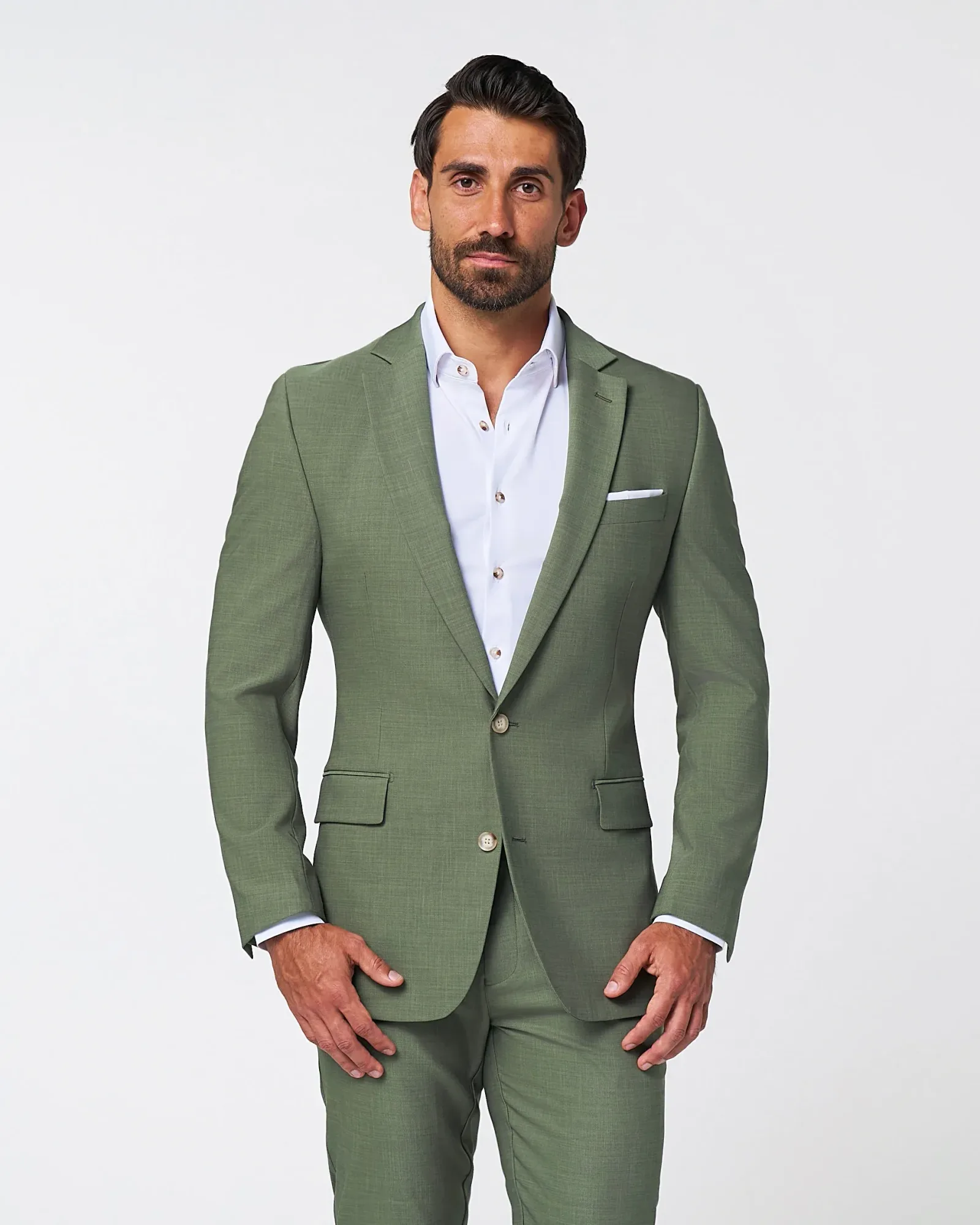 Athletic Fit Stretch Suit – Heathered Forest Green