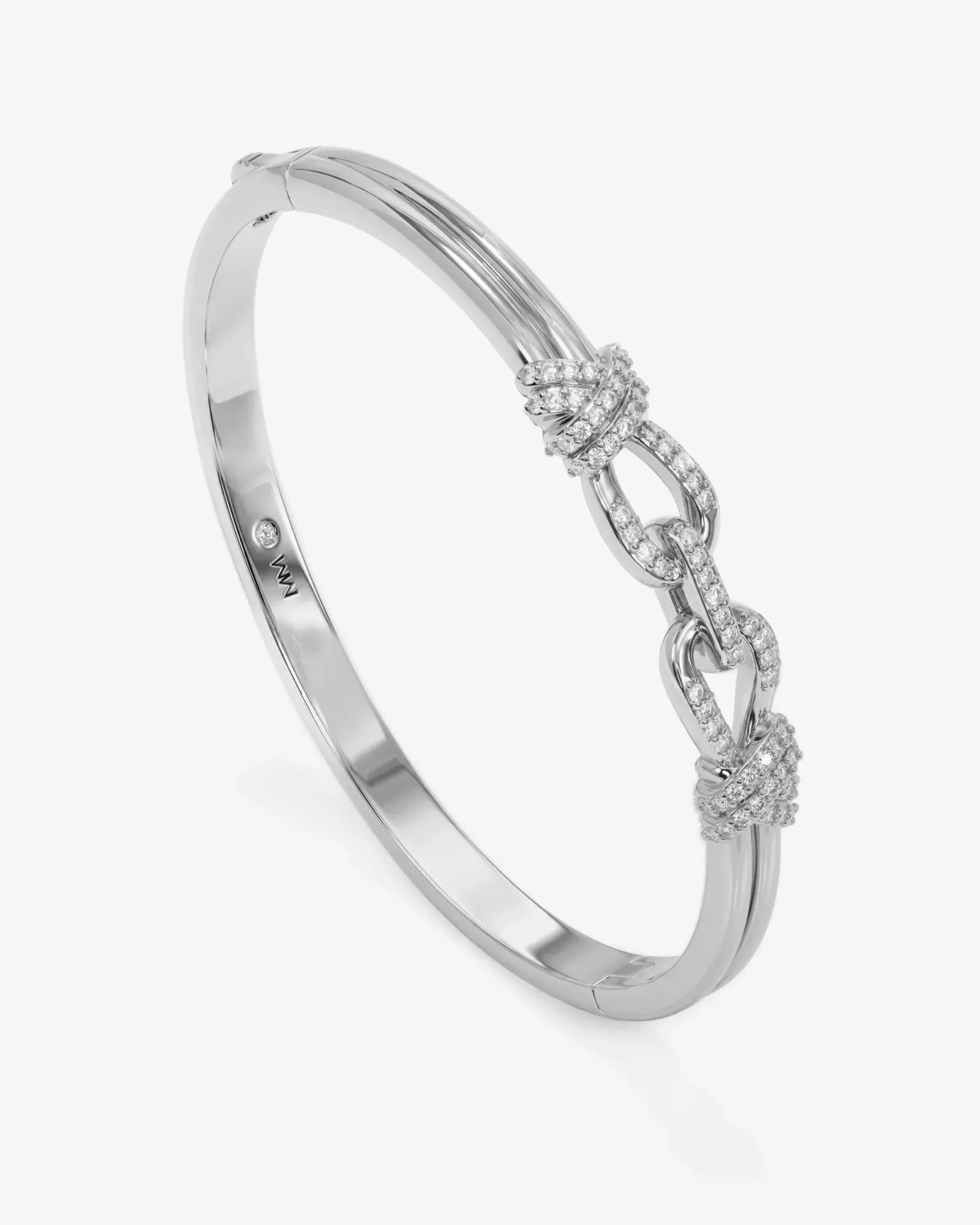 Knot Cuff – Silver|White Diamondettes
