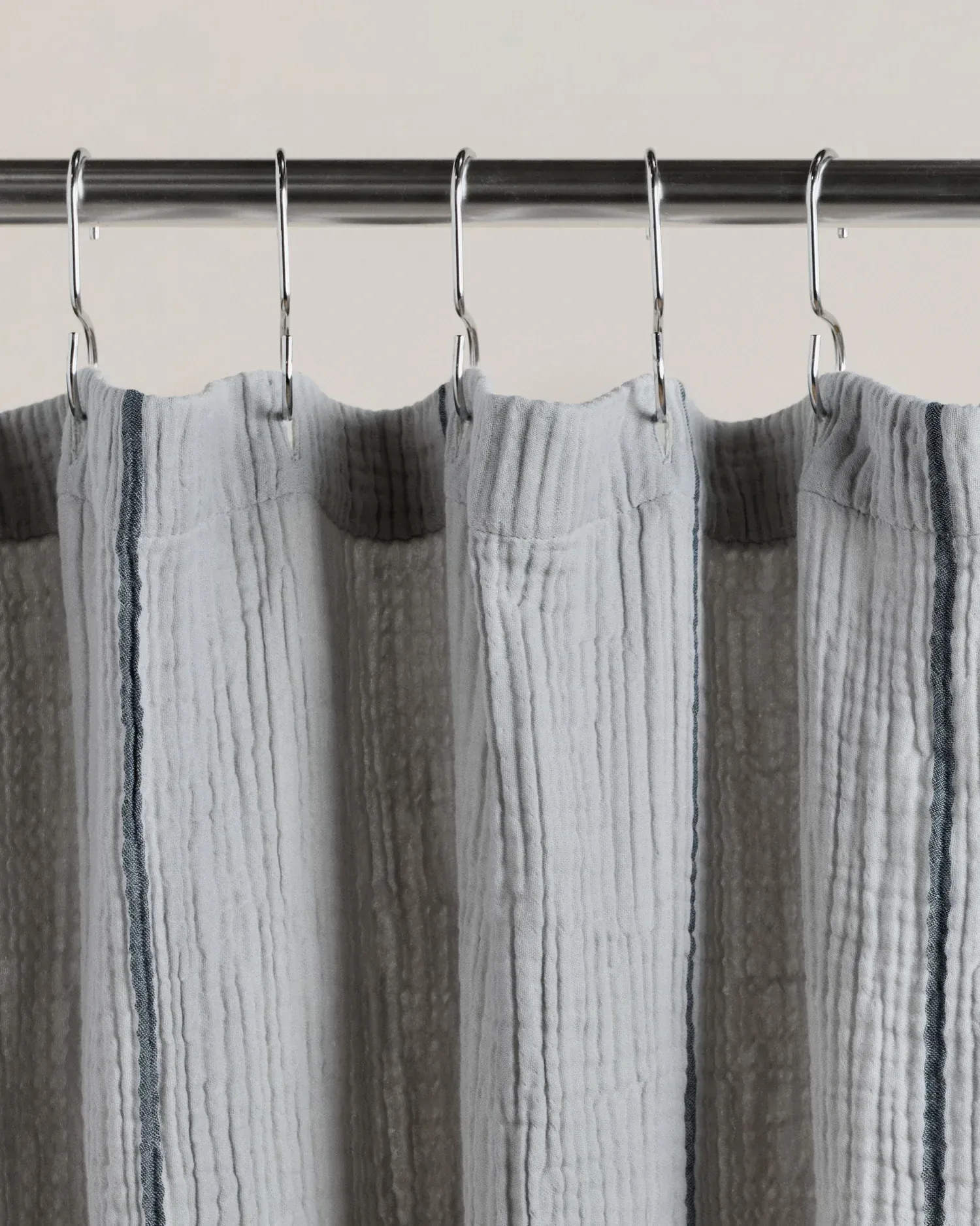 Organic Cloud Cotton Shower Curtain (Soft Sky and Ink Stripe)