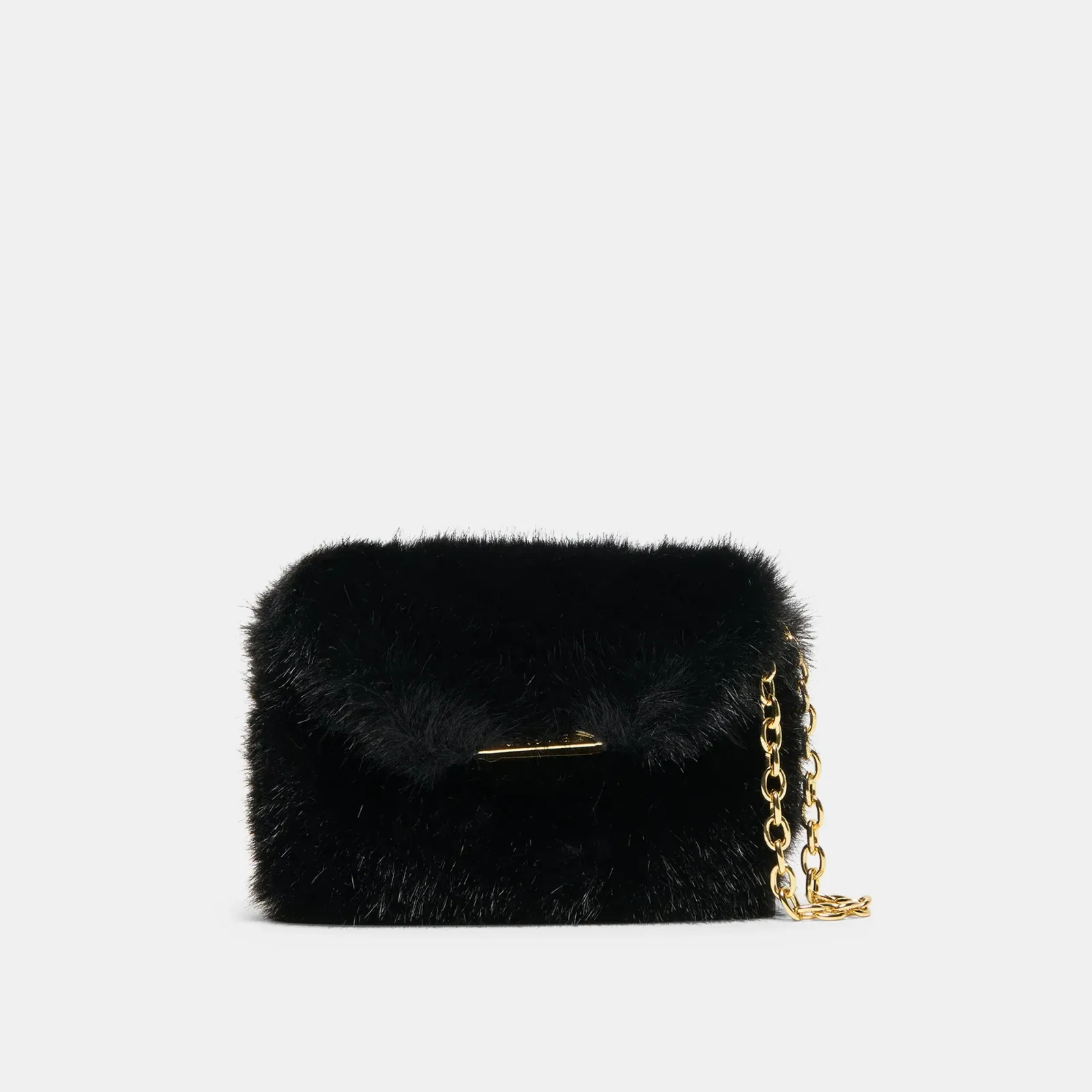 Brindi Crossbody Wallet Black Faux Fur