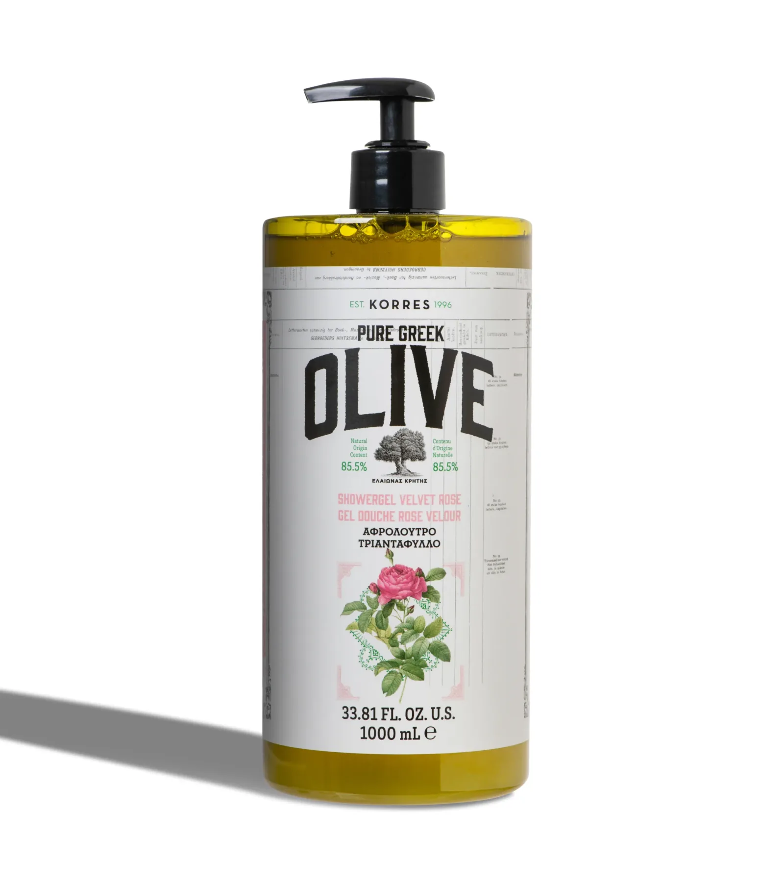 Pure Greek Olive Shower Gel Velvet Rose 1 Liter
