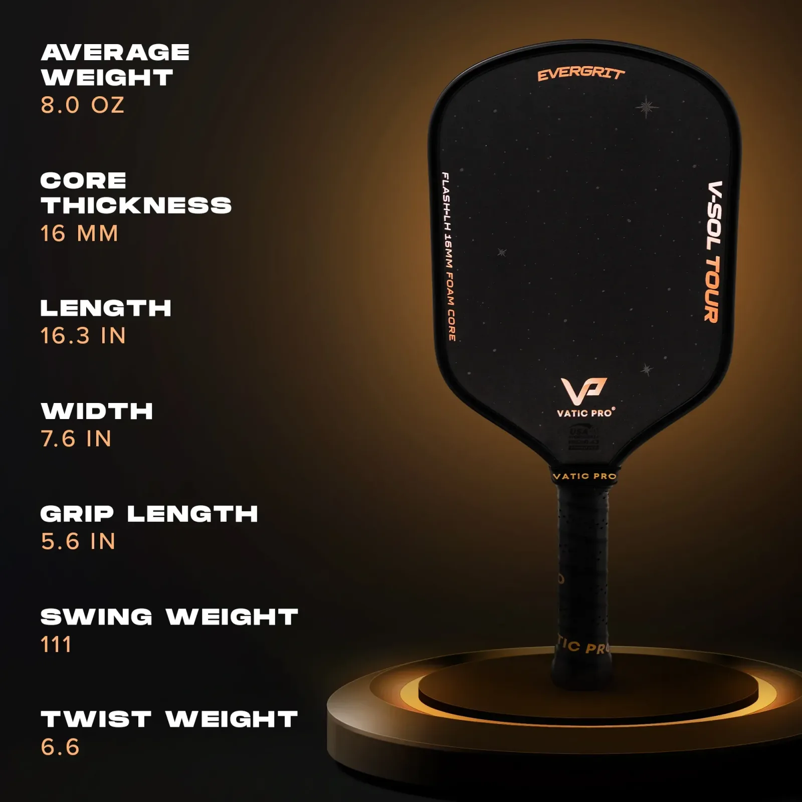 V-Sol Tour with Evergrit (16mm) (Includes Paddle Cover)