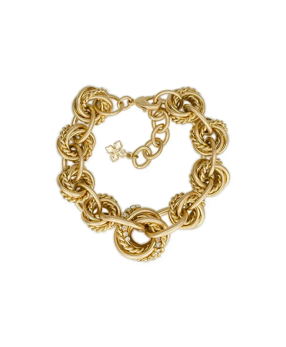 Link Bracelet – Twisted Knot Collection – Worn Gold