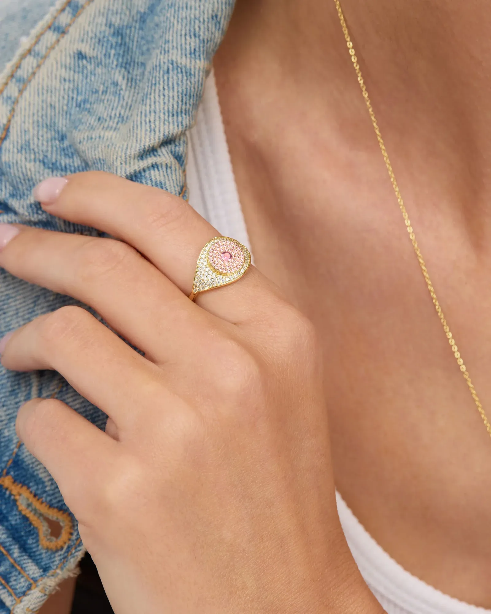 Rose Evil Eye Ring – Gold|Pink Sapphire