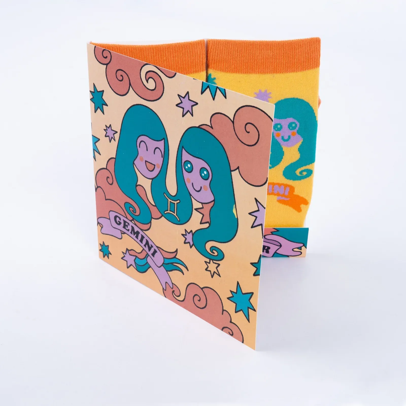 Gemini Greeting Card with Socks