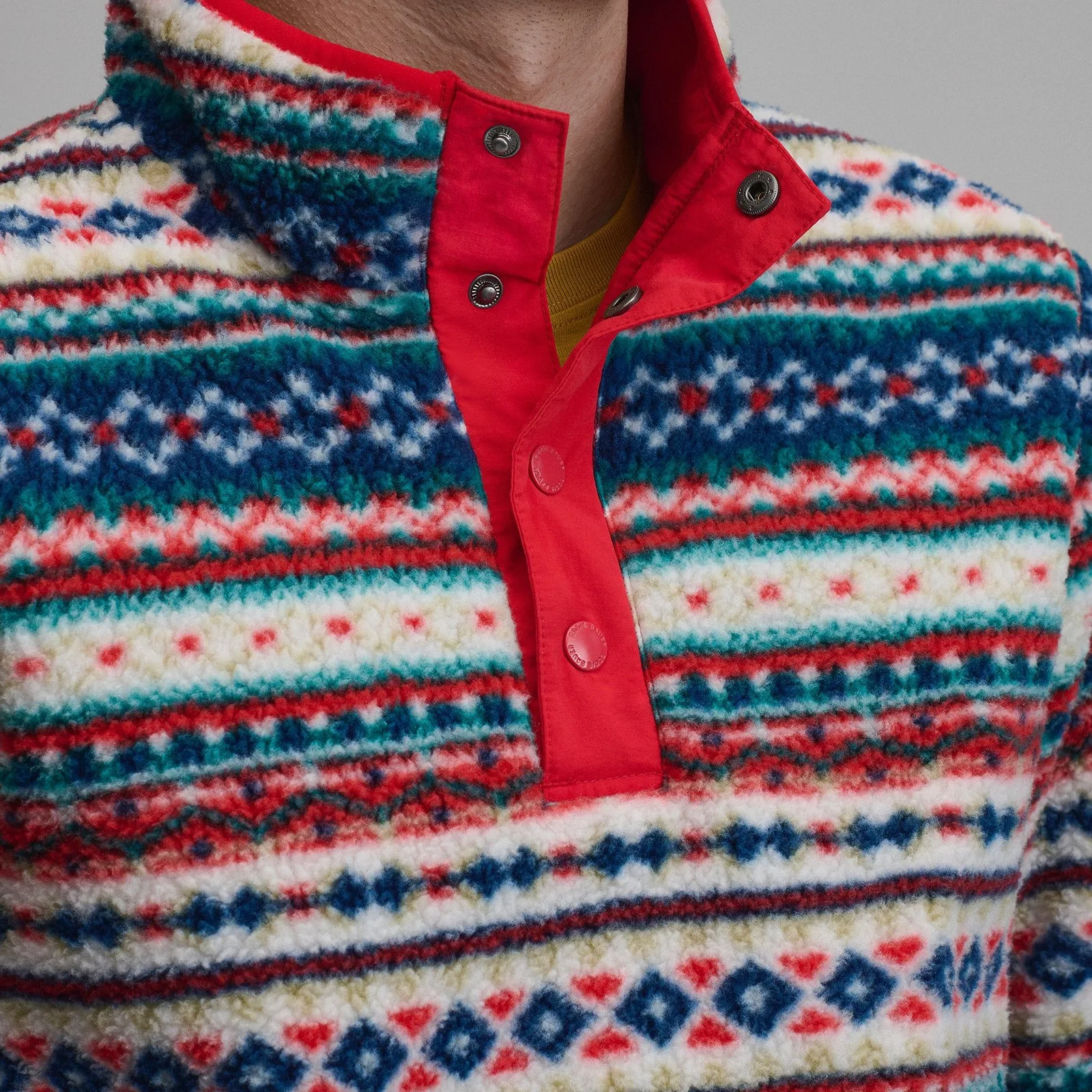 Men's Journey Snap-Mock Print Fleece Pullover