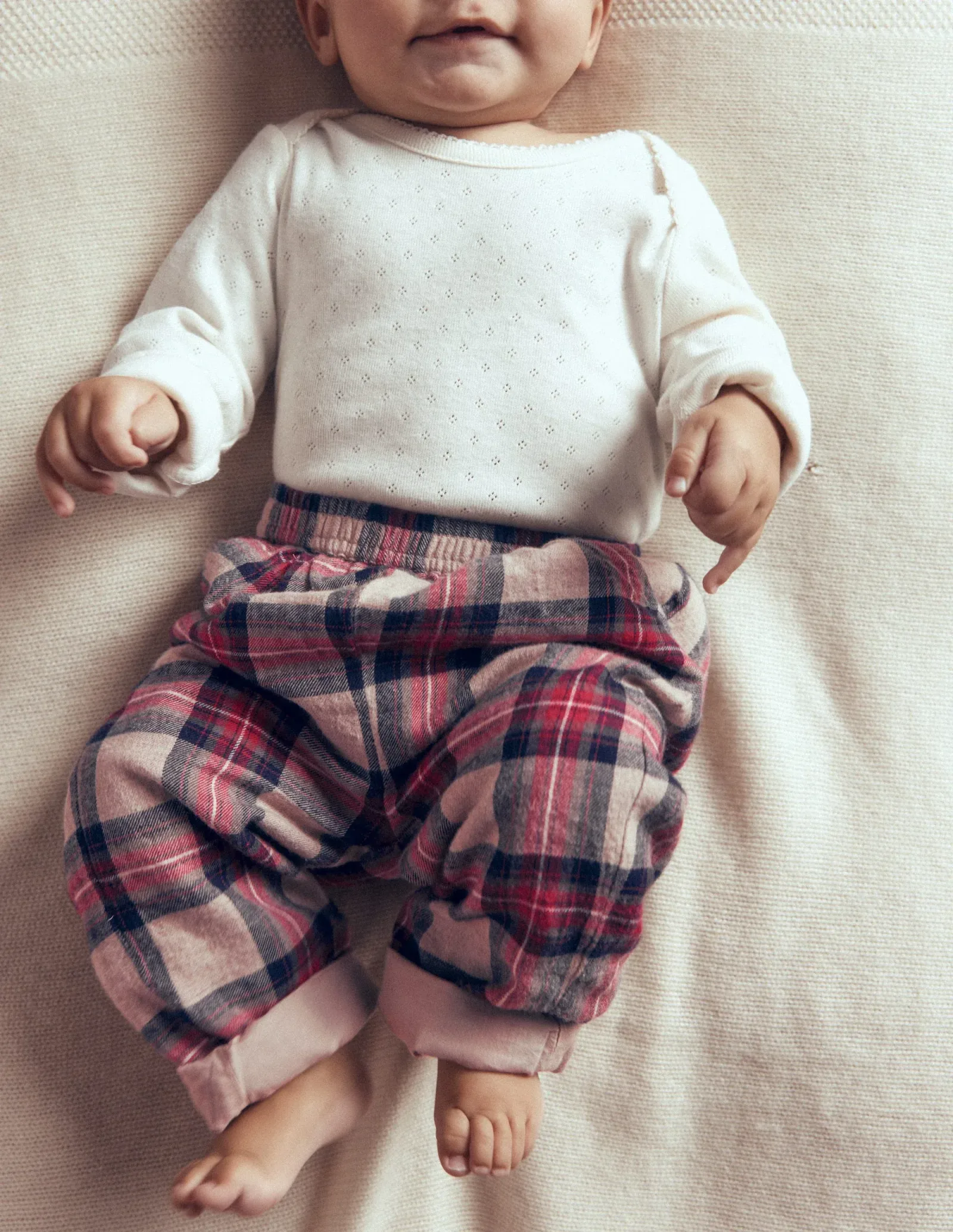 Woven Pull-on Pants-Oatmeal Check