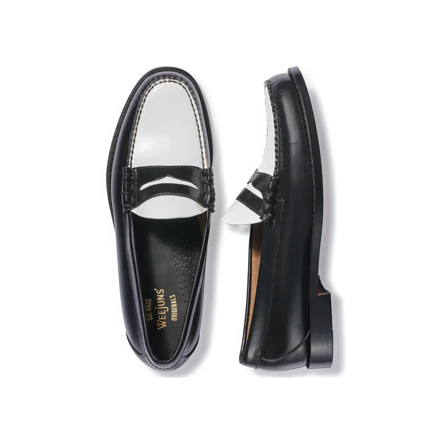 G.H.Bass Larson Weejuns Black and White Loafers