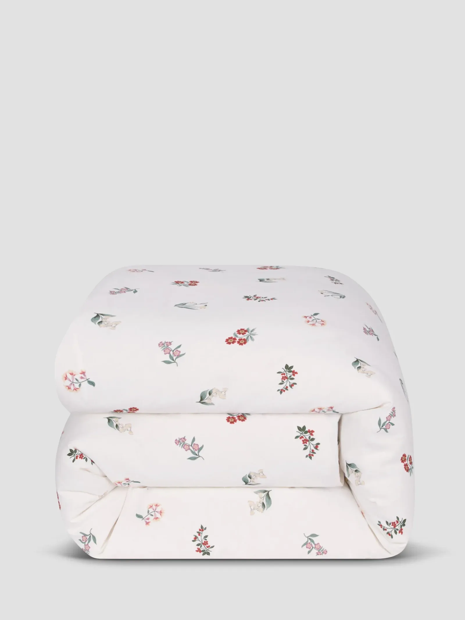 White Woodland Floral Linen Blend Duvet Cover