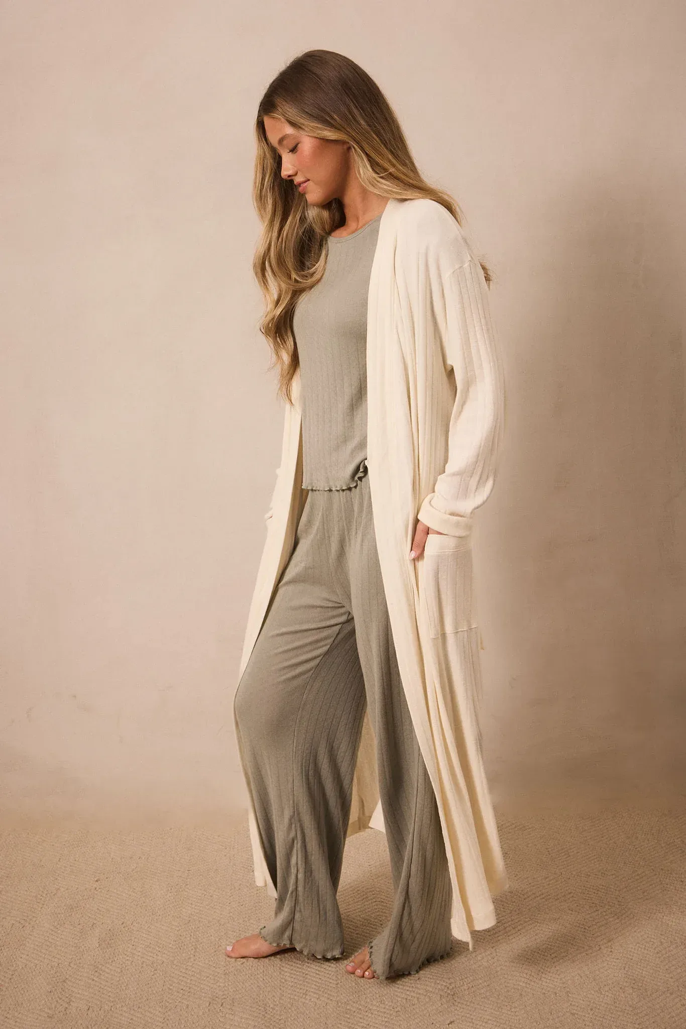Cream Pointelle Robe