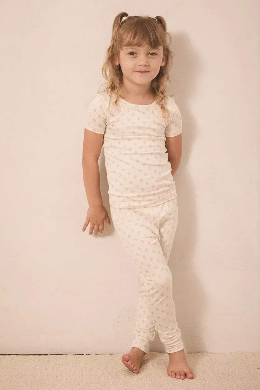 Blush Floret Short-Sleeve Toddler Sleep Set