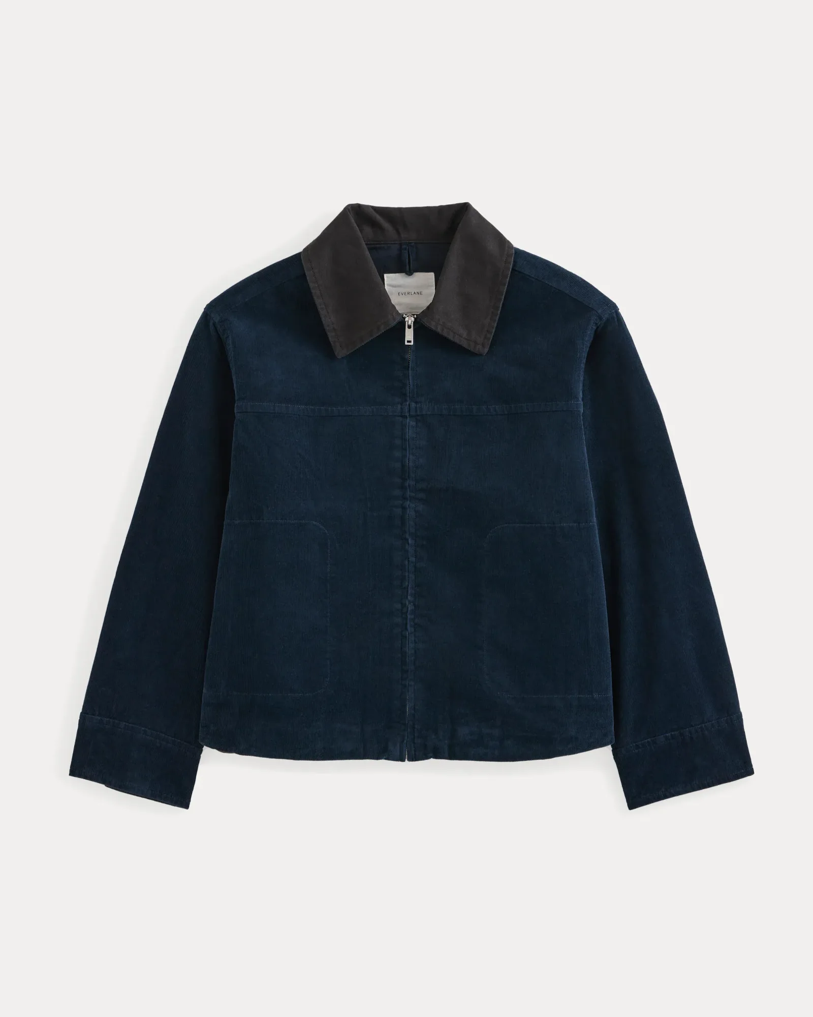 Stretch Corduroy Zip Jacket – Deep Navy