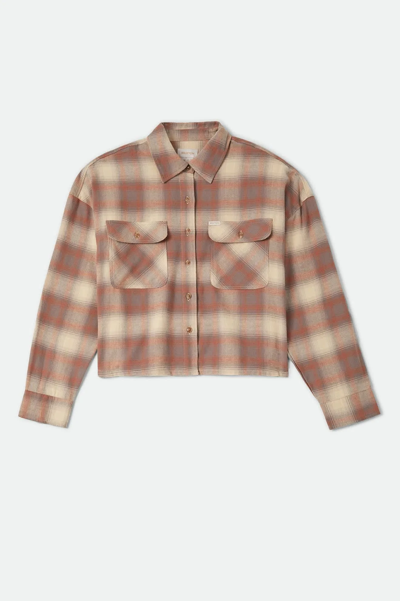 Bowery Crop Women's Overshirt – Soft Tan Window Plaid