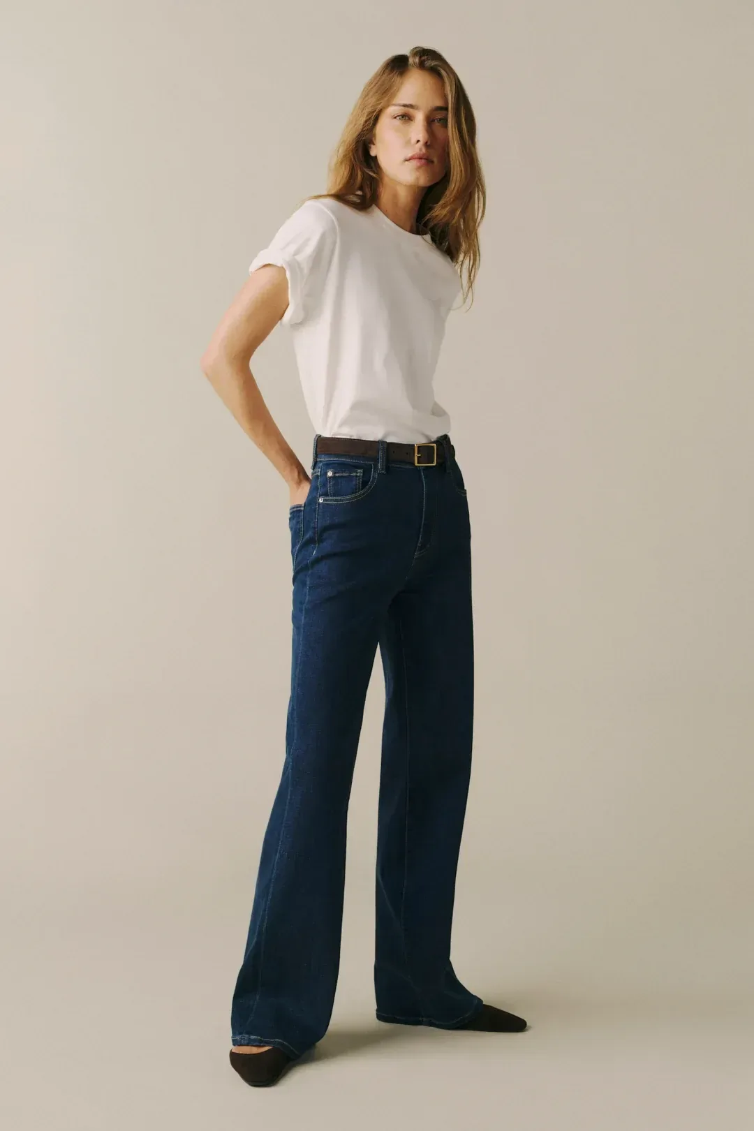 THE CALIFORNIAN PLUS – SLIM WIDE LEG JEANS – RIVER RINSE