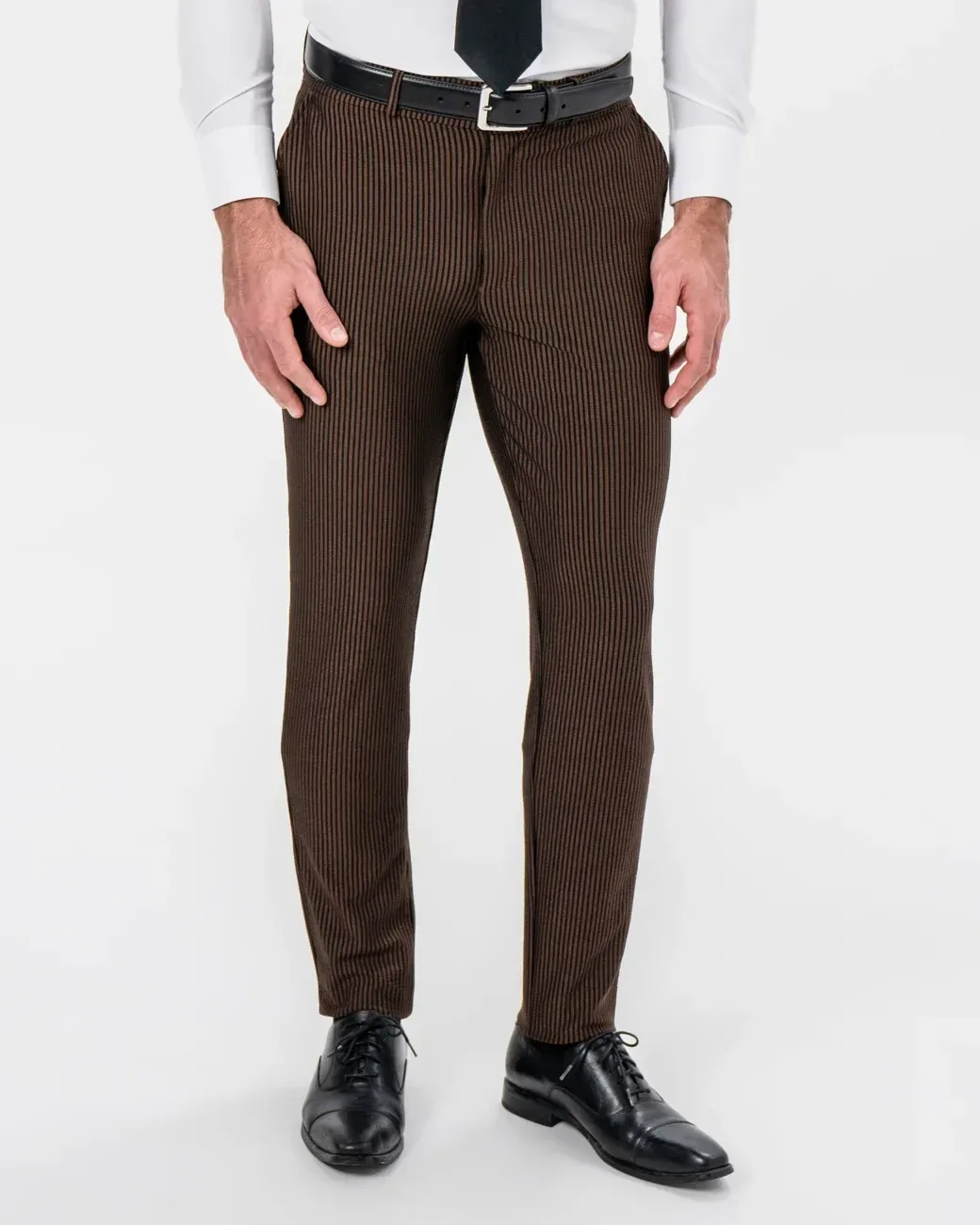 Athletic Fit Stretch Pants – Brown & Black Seersucker